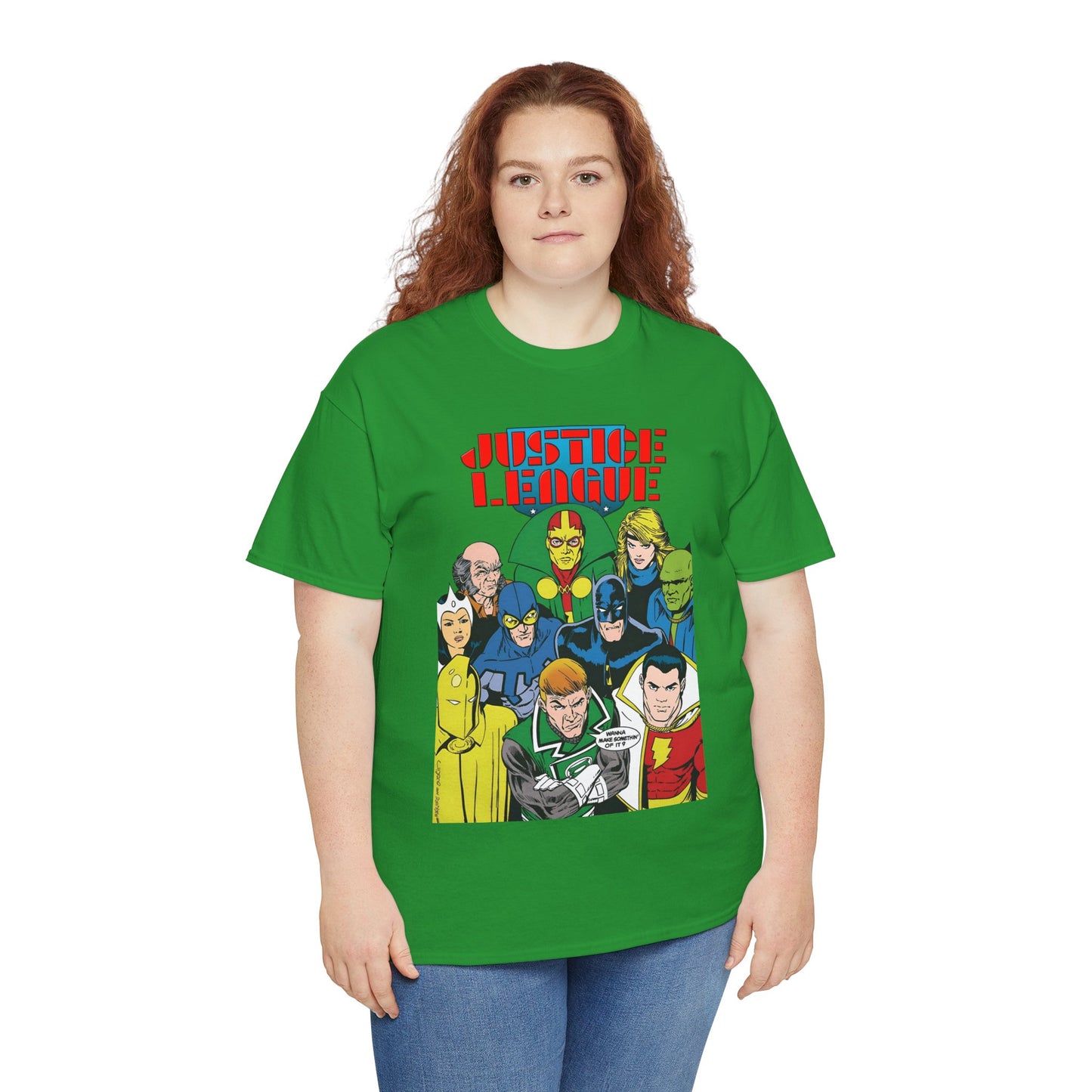 Justice League International T-Shirt - Kevin Maguire Art - JLI - DC Comics - Blue Beetle, Dr Fate, Batman, Mr Miracle, Martian Manhunter - Guy Gardner