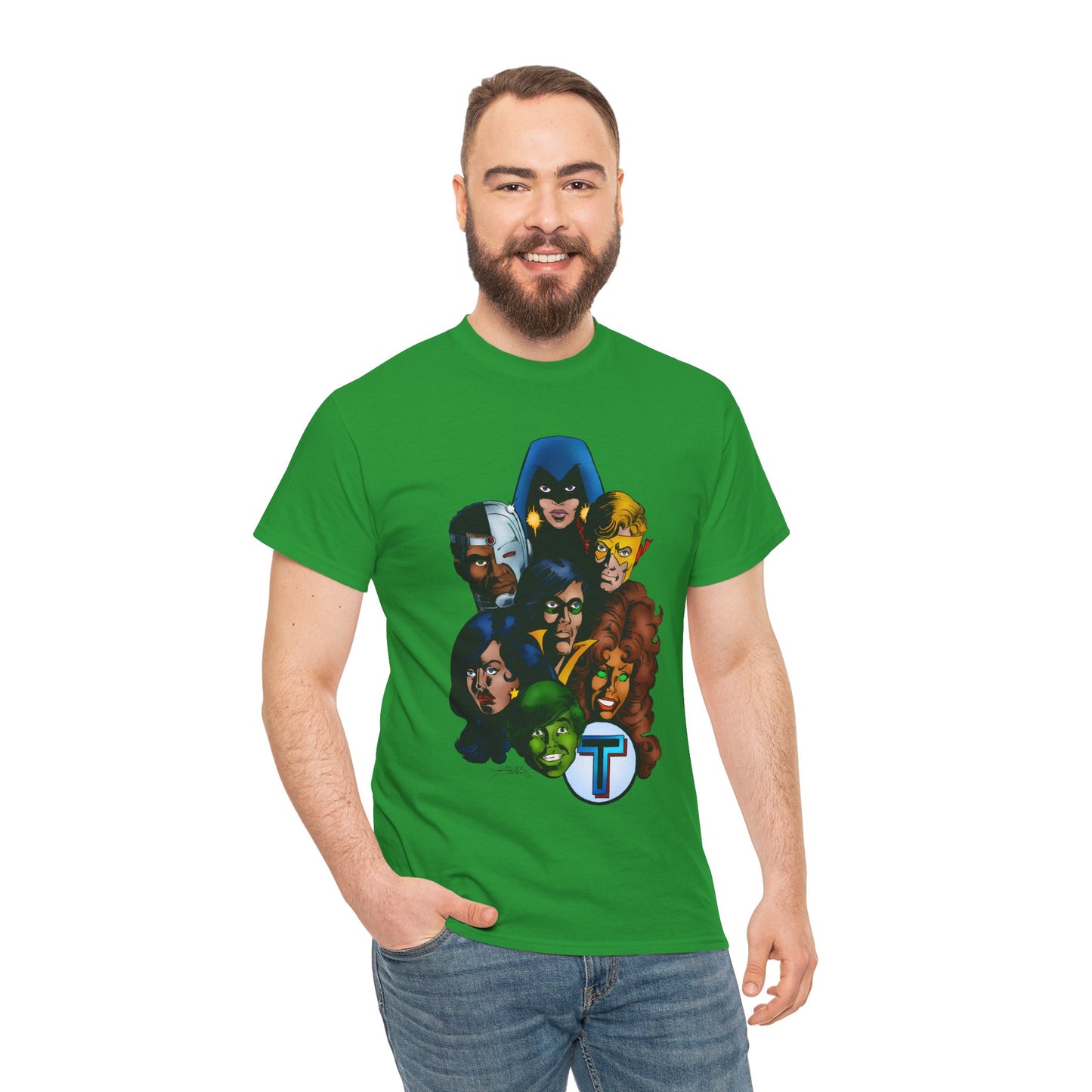 New Teen Titans T-Shirt - George Perez Art - Robin, Wonder Girl, Cyborg, Raven, Starfire, Kid Flash - DC Comics
