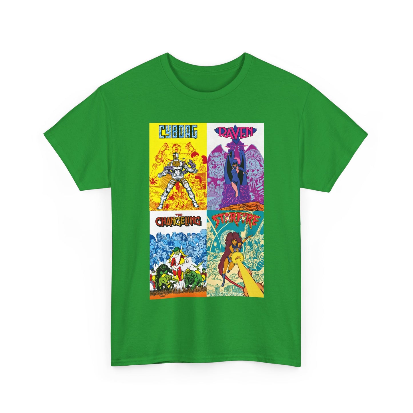 Tales of the New Teen Titans T-Shirt - George Perez Art - Cyborg, Raven, Changeling, Starfire - 1980s Mini-Series Showcasing Their Origins - DC Comics