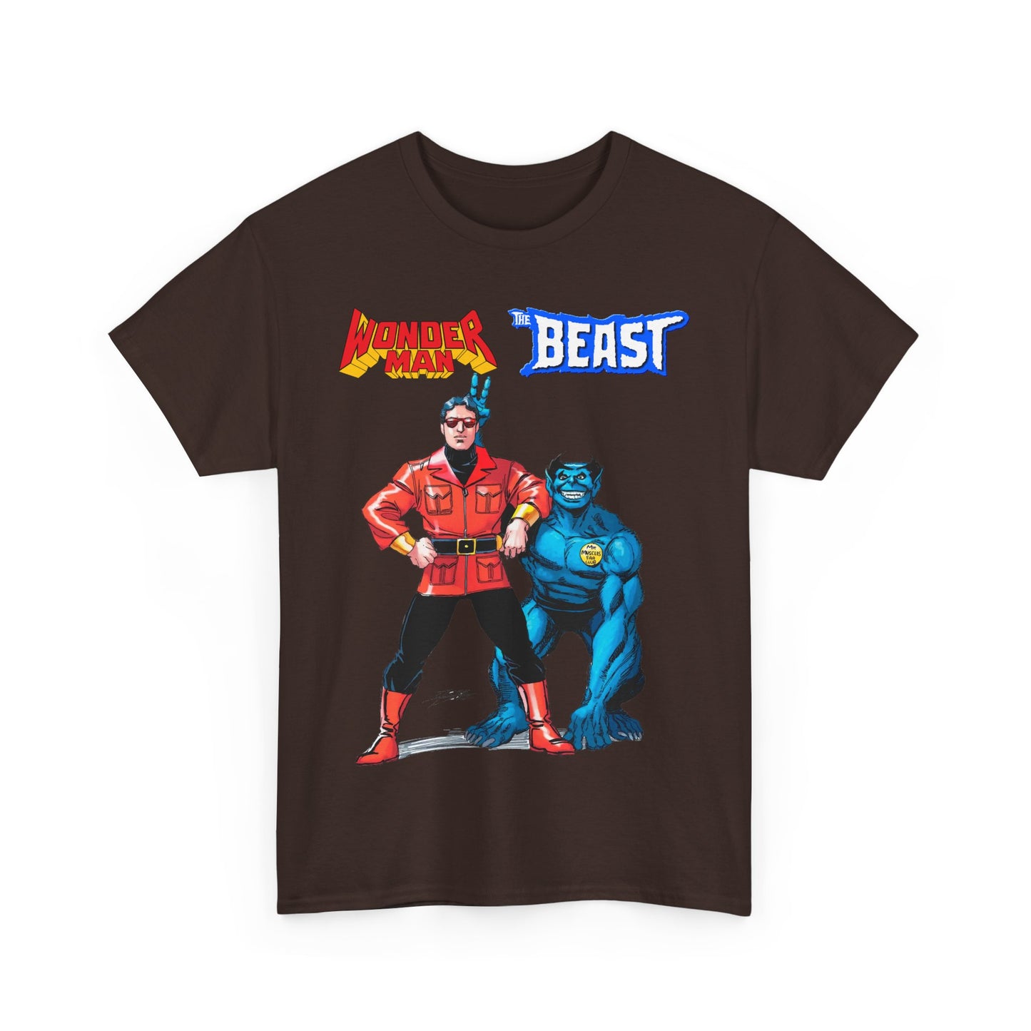 Wonder Man & Beast T-Shirt - George Perez Art - Popular Avengers, X-Men Members - Simon Williams & Hank McCoy - Marvel Comics