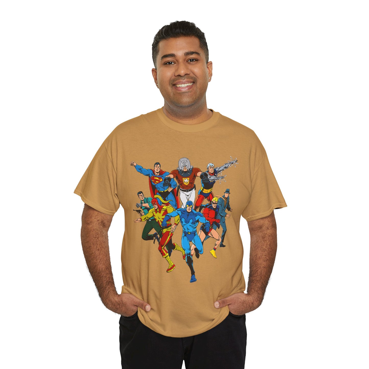 Charlton Characters T-Shirt - DC Comics - Captain Atom, Peacemaker, The Question, Blue Beetle, Judomaster