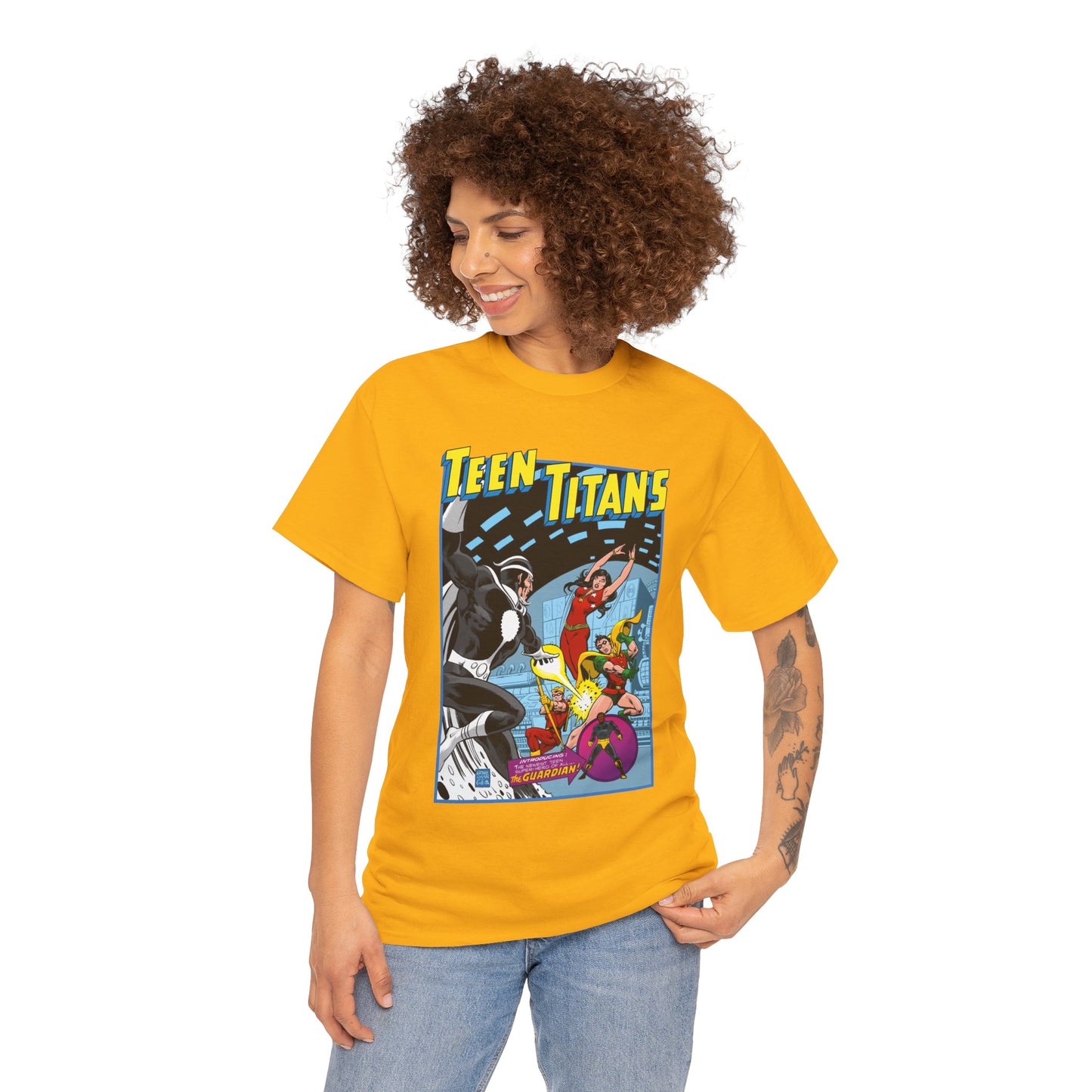 Teen Titans T-Shirt - Bronze Age DC Comics - Dr Light, Wonder Girl, Robin, Mal, Guardian, Speedy - Ernie Chan Cover Art from Issue #44