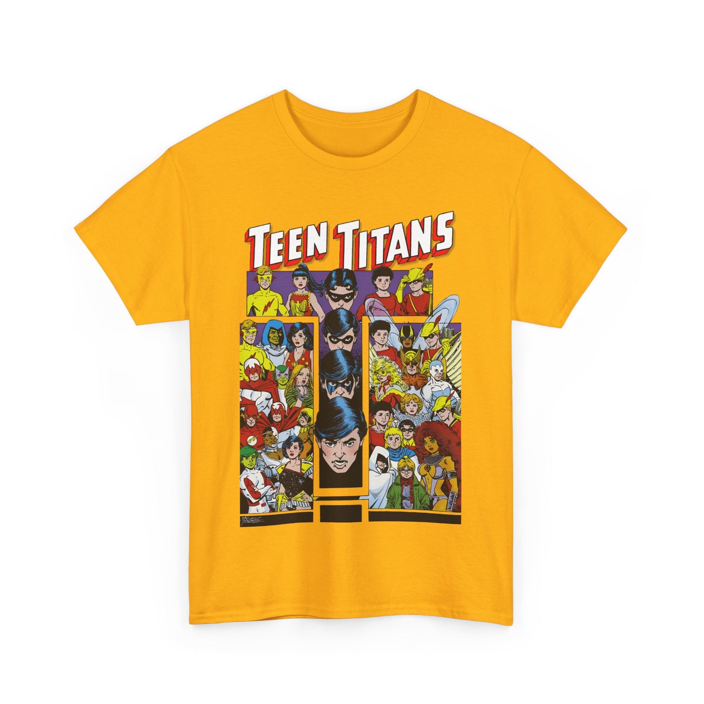 Teen Titans T-Shirt - George Perez Art - Wonder Girl, Bumblebee, Kid Flash, Starfire, Cyborg, Raven, Lilith, Flash, Hawn & Dove, Robin - DC Comics