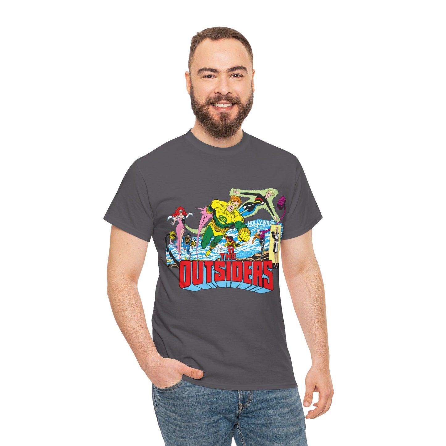 Outsiders T-Shirt - Amazing Jim Aparo Art - Black Lightning, Geo-Force, Katana, Metamorpho, Looker, Halo - DC Comics