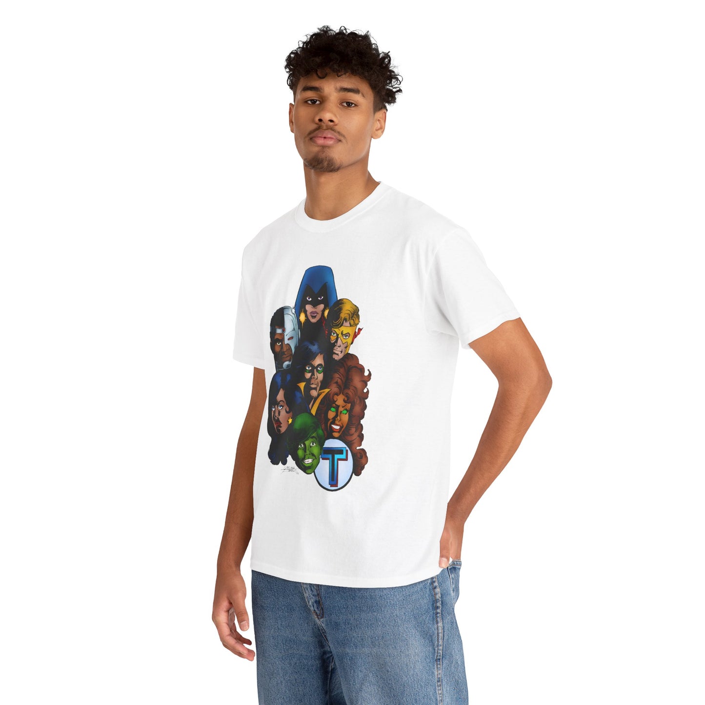 New Teen Titans T-Shirt - George Perez Art - Robin, Wonder Girl, Cyborg, Raven, Starfire, Kid Flash - DC Comics