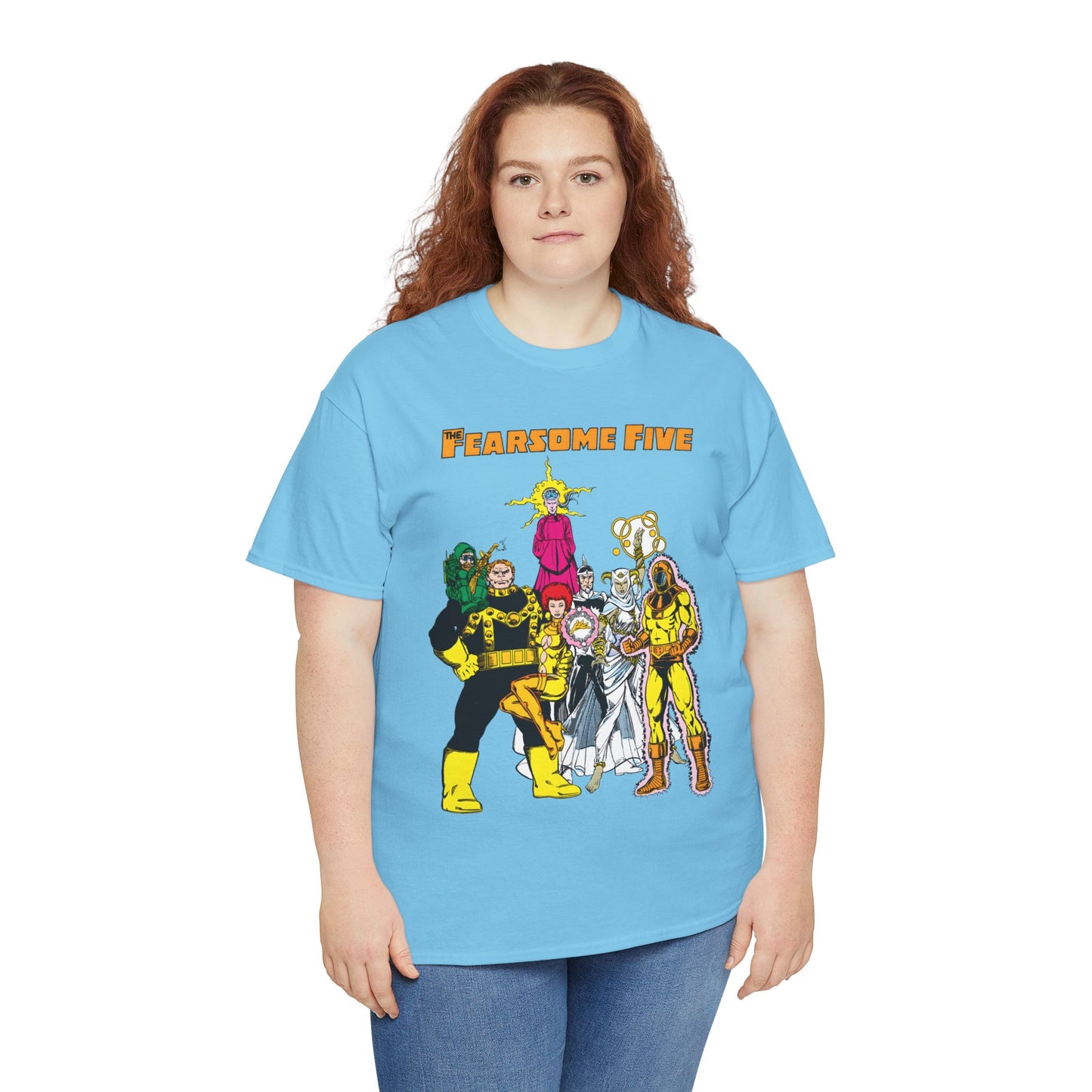 Fearsome Five T-Shirt - George Perez Art - Dr Light, Shimmer, Mammoth, Gizmo, Psimon, Jinx, Neutron - Who's Who Art - DC Comics