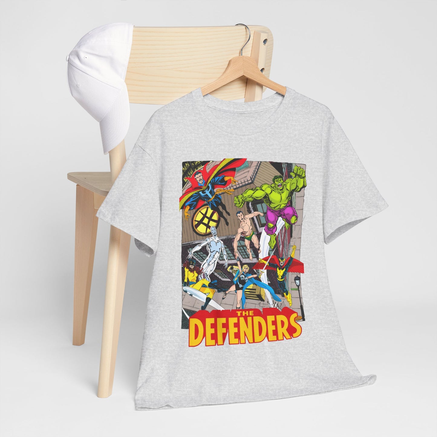 Defenders T-Shirt - John Byrne Art - Marvel Comics - Dr Strange, Nighthawk, Hulk