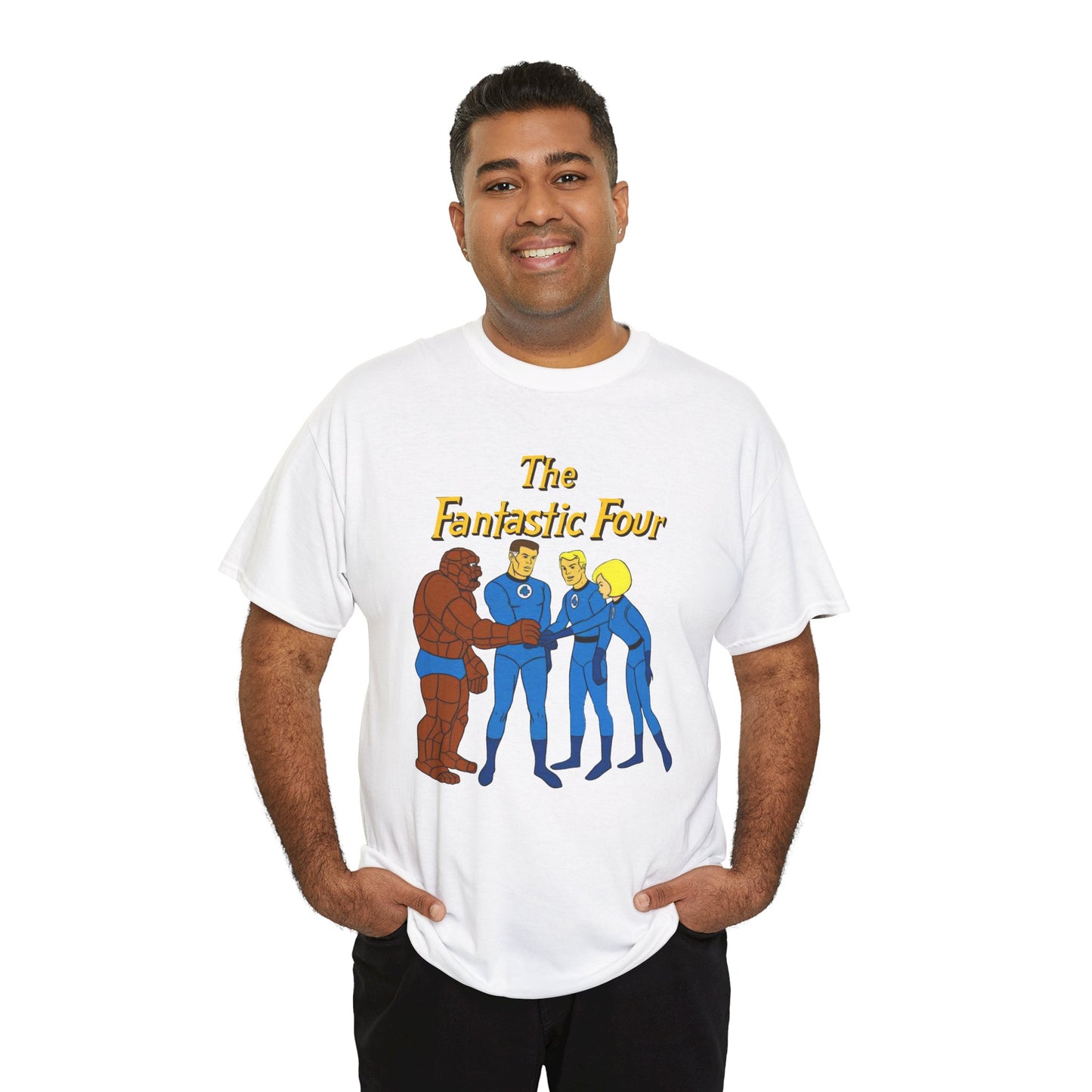 Fantastic Four T-Shirt - Hanna-Barbera 1960s Cartoon - Human Torch, The Thing, Invisible Woman - Marvel Comics