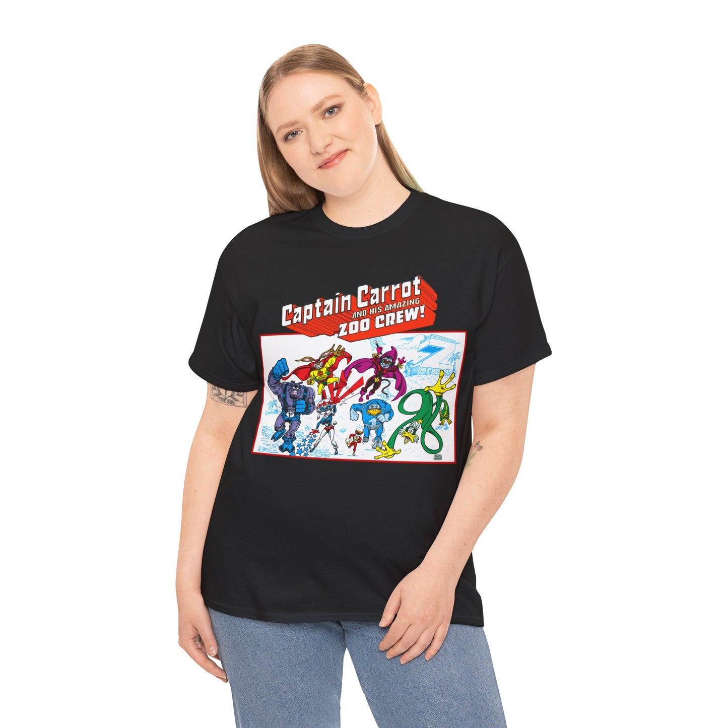 Captain Carrot & His Amazing Zoo Crew T-Shirt - DC Comics Series - Funny Animal Retro 1980s - Pig-Iron, Yankee Poodle, Rubberduck
