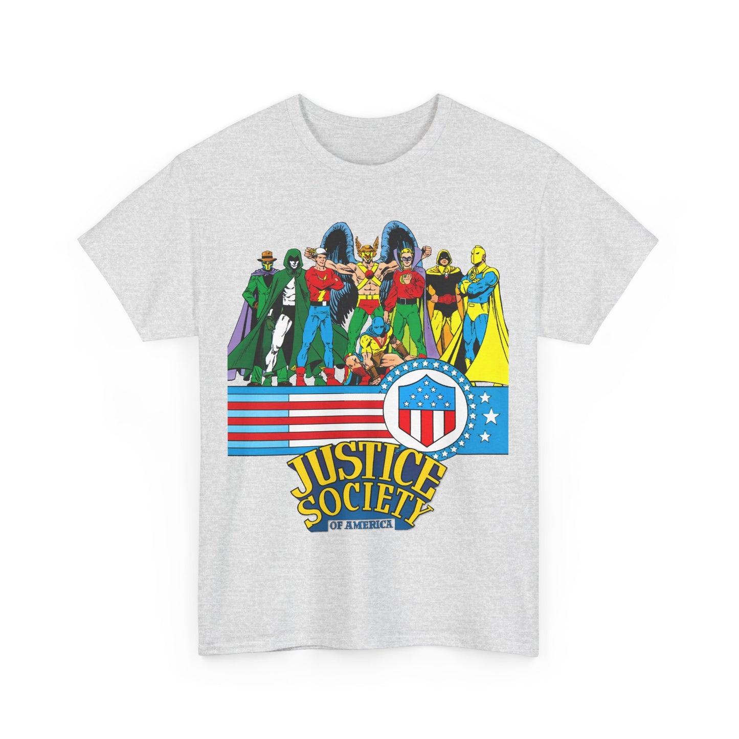 Justice Society of America T-Shirt - Amazing George Perez Art - History of the DC Universe - DC Comics - Dr Fate, Sandman, Flash, Hourman, Spectre, Hawkman