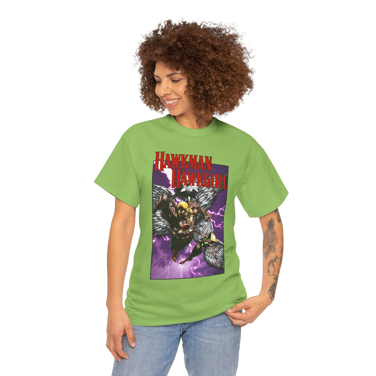 Hawkman & Hawkgirl T-Shirt - David Finch Art - Carter & Shayera Hall - JLA & JSA Members - DC Comics