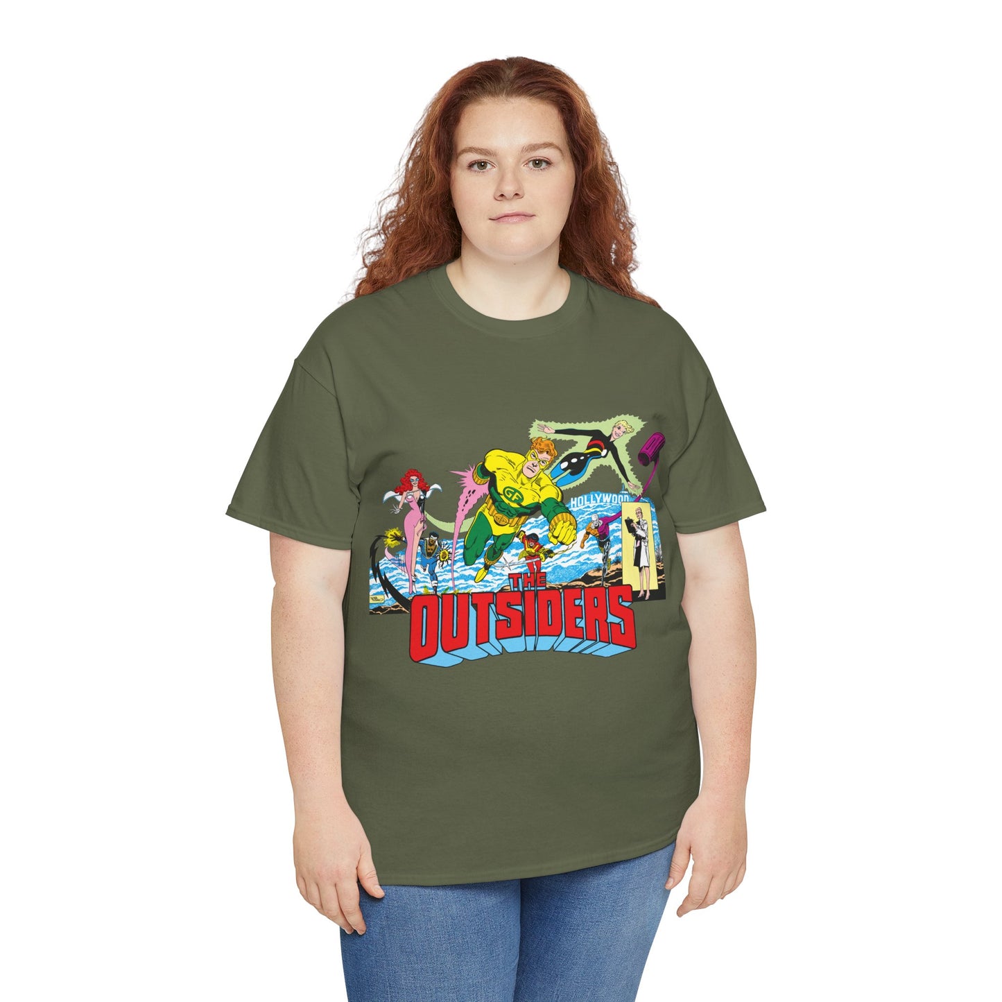 Outsiders T-Shirt - Amazing Jim Aparo Art - Black Lightning, Geo-Force, Katana, Metamorpho, Looker, Halo - DC Comics
