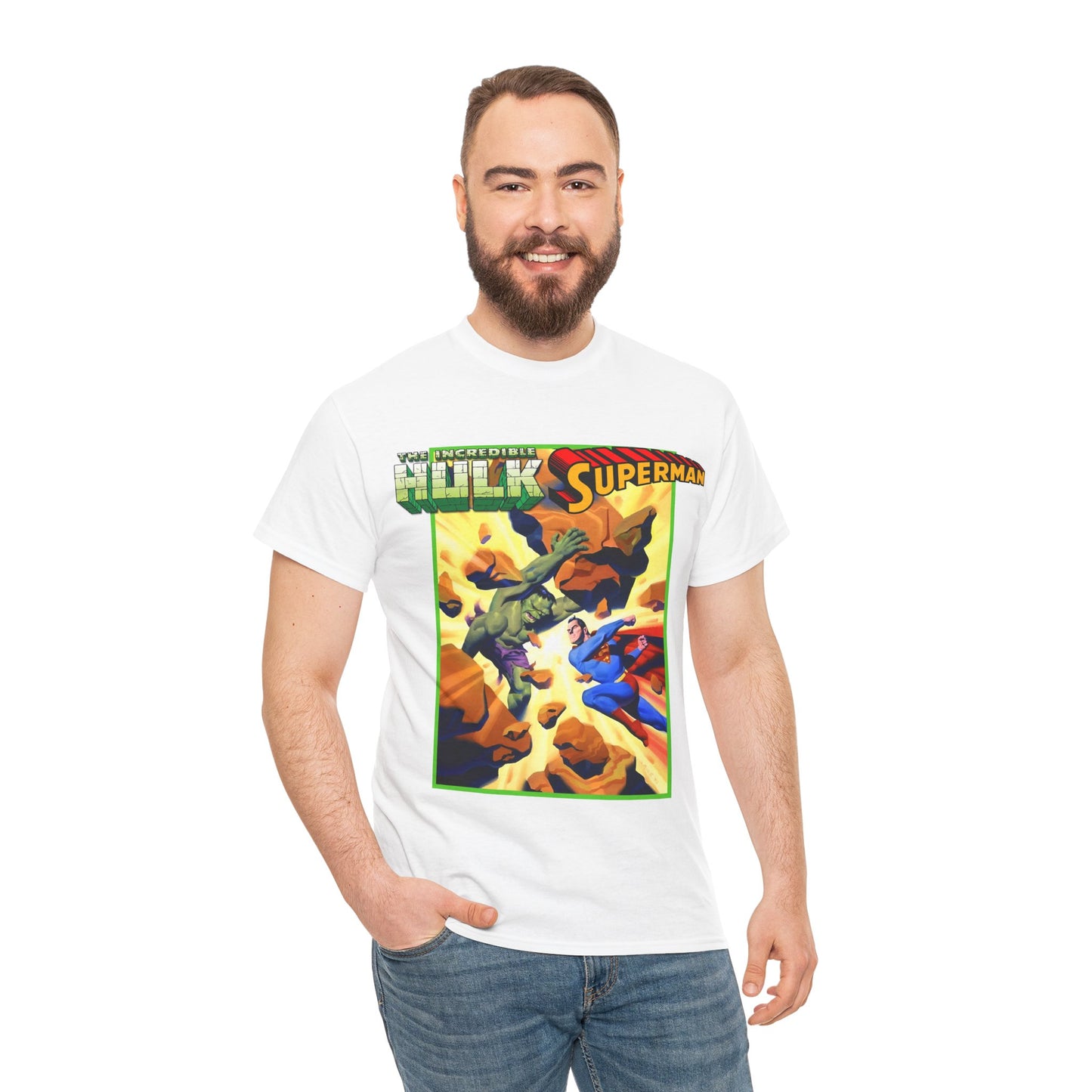 Incredible Hulk Vs Superman T-Shirt - Amazing Steve Rude Art - DC Comics & Marvel 90s Crossover - Bruce Banner, Clark Kent