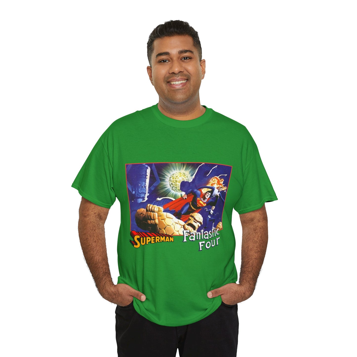 Superman & Fantastic Four T-Shirt - Marvel, DC Comics - Alex Ross, Dan Jurgens - 1990s Crossover Vs Galactus
