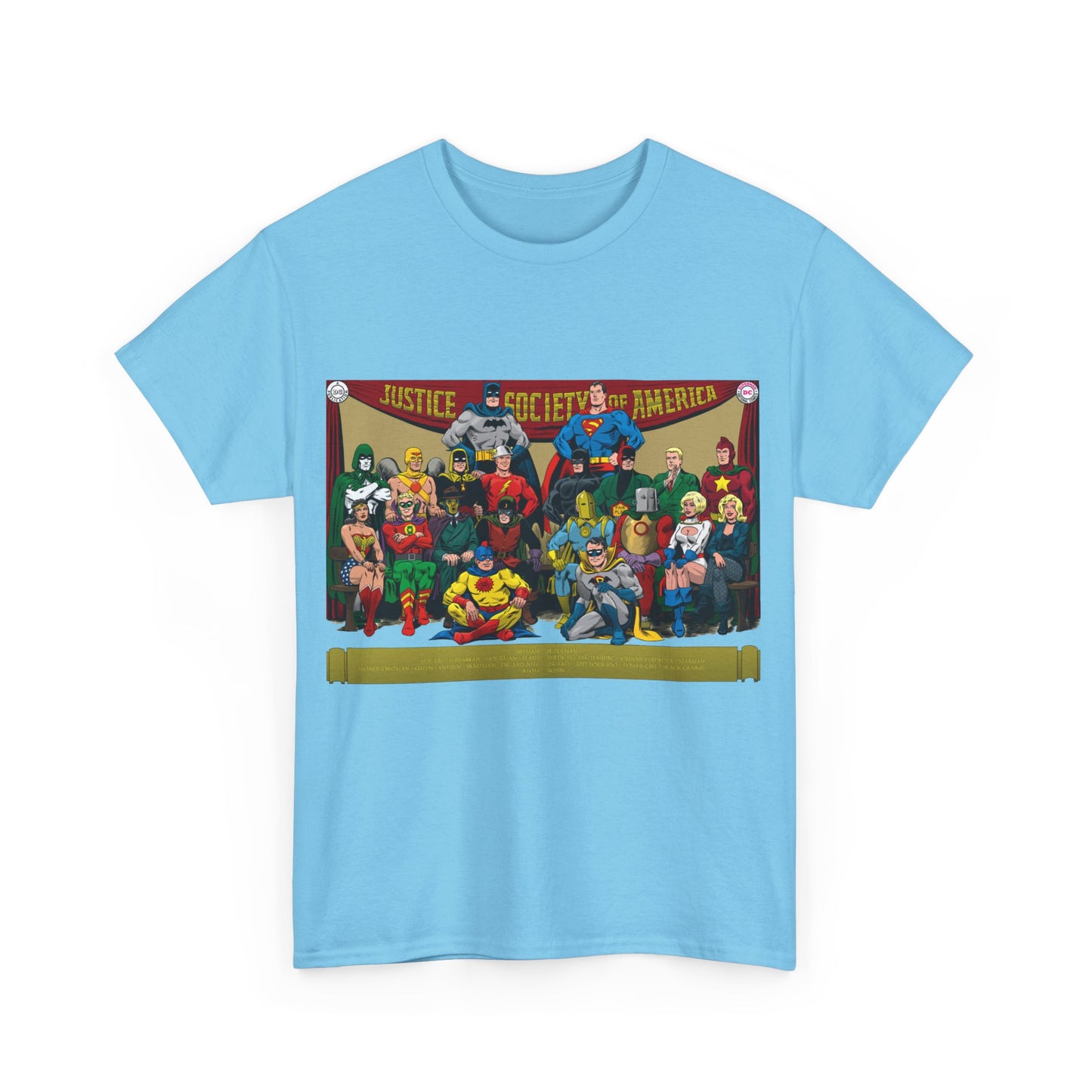 JSA T-Shirt - Sandman, Starman, Atom, Dr Fate, Mr Terrific, Flash, Green Lantern - DC Comics - Justice Society of America - Golden Age