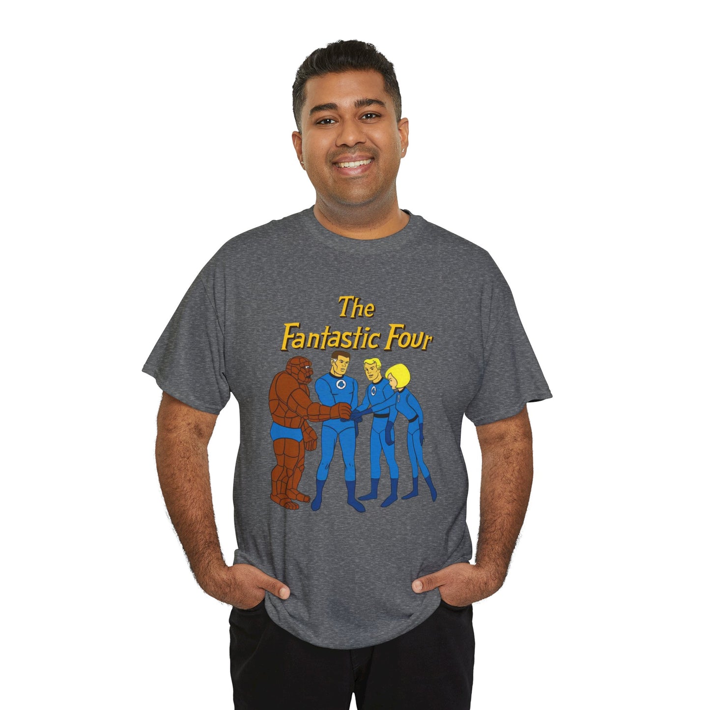 Fantastic Four T-Shirt - Hanna-Barbera 1960s Cartoon - Human Torch, The Thing, Invisible Woman - Marvel Comics