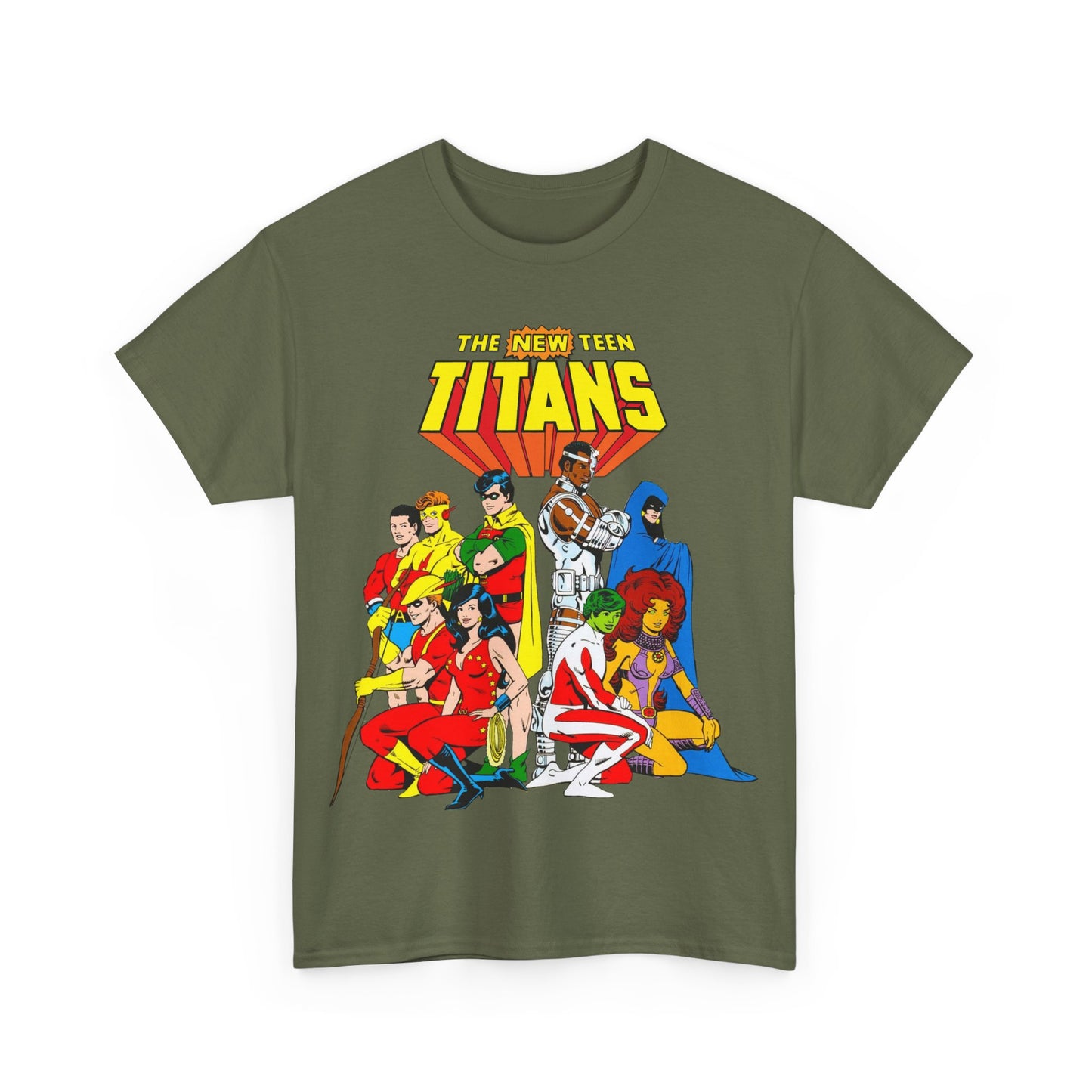 New Teen Titans T-Shirt - George Perez Art - Robin, Wonder Girl, Starfire, Raven, Cyborg, Speedy, Aqualad - DC Comics