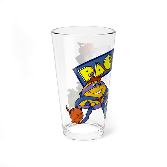 Pac-Man Pint Glass, 16oz - Ms Pac-Man, Baby Pac - Hanna-Barbera Saturday Morning Cartoon - 1980s