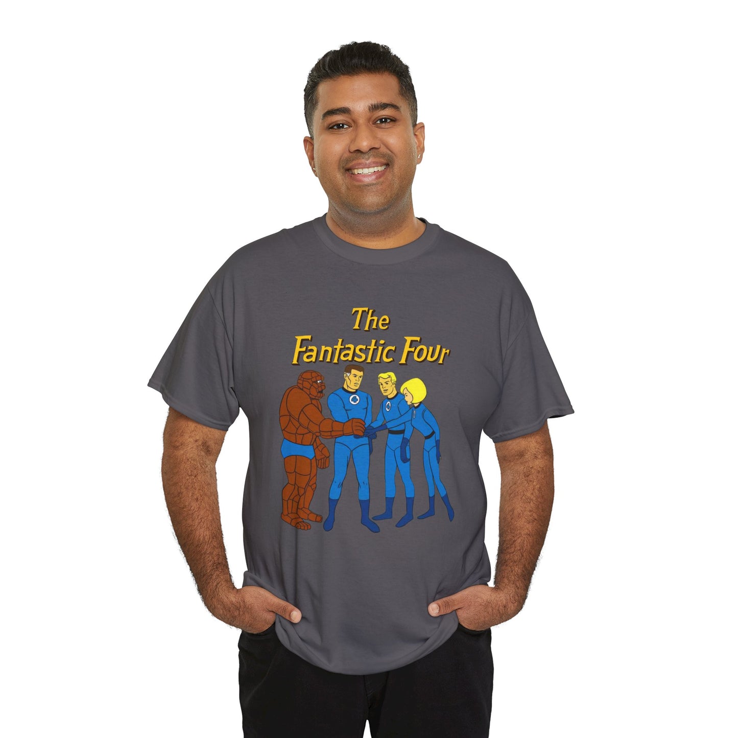 Fantastic Four T-Shirt - Hanna-Barbera 1960s Cartoon - Human Torch, The Thing, Invisible Woman - Marvel Comics