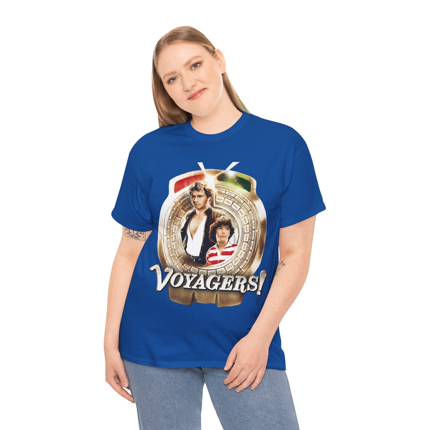 Voyagers T-Shirt - Jon-Erik Hexum, Meeno Peluce - Omni - Popular 1980s Time Travel TV Show - Cult Classic