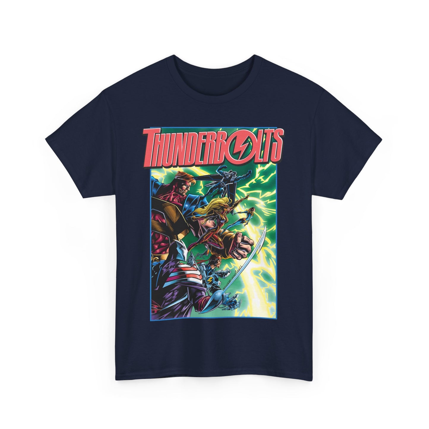 Thunderbolts T-Shirt - Amazing Mark Bagley Art - Citizen V, MACH-1, Atlas, Songbird, Fixer, Techno - Marvel Comics Characters - Avengers Connection