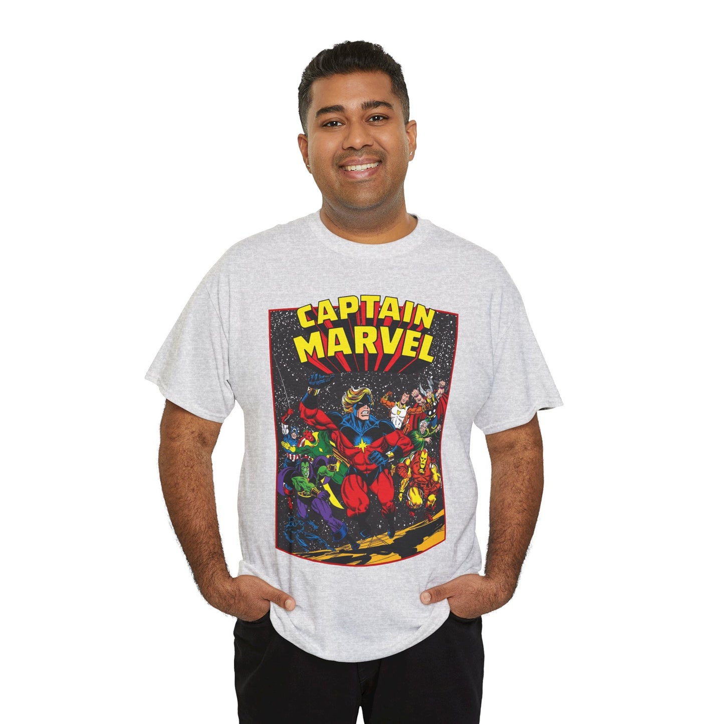 Captain Marvel T-Shirt - Marvel Comics - Jim Starlin Art - Mar-Vell - Kree - Cosmic Hero