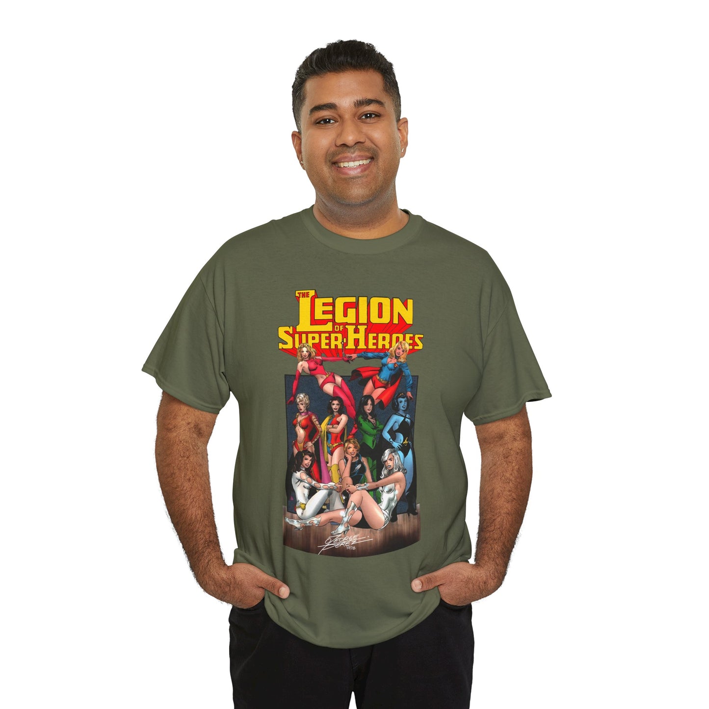 Legion of Super-Heroes T-Shirt - George Perez Art - Saturn Girl, Supergirl, Dream Girl, Shadow Lass, Phantom Girl - The Super Woman of LOSH - DC Comics