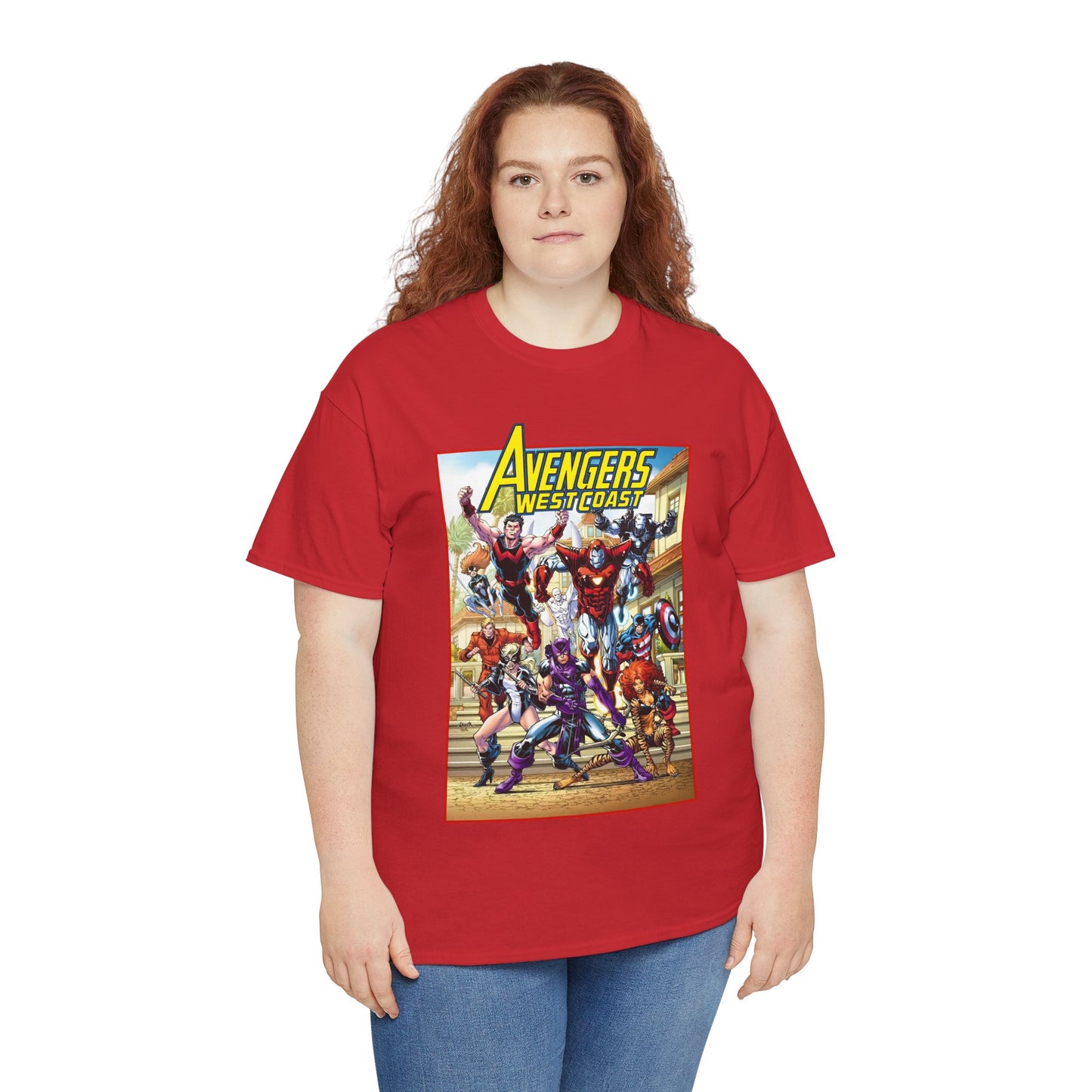 West Coast Avengers T-Shirt - Todd Nauck Art - Hawkeye, Iron Man, Wonder Man, Tigra, Vision - Marvel Comics