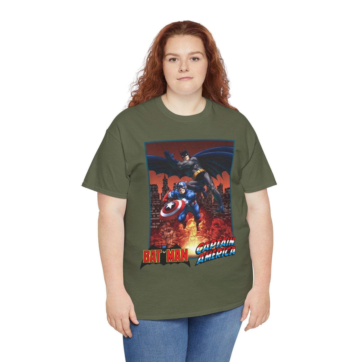 Batman & Captain America T-Shirt - John Byrne Art - Joker & Red Skull - Marvel & DC Comics Crossover Art