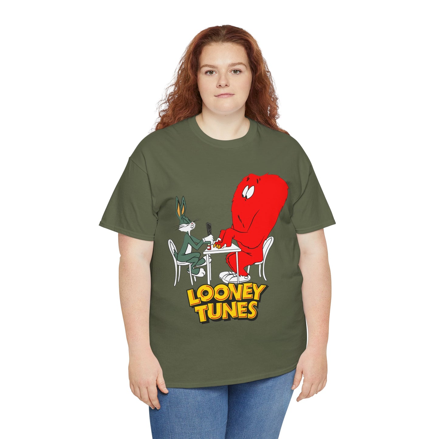 Bugs Bunny & Gossamer T-Shirt - Looney Tunes Cartoon - Popular Halloween Monster Getting a Manicure - Funny, Humorous Image