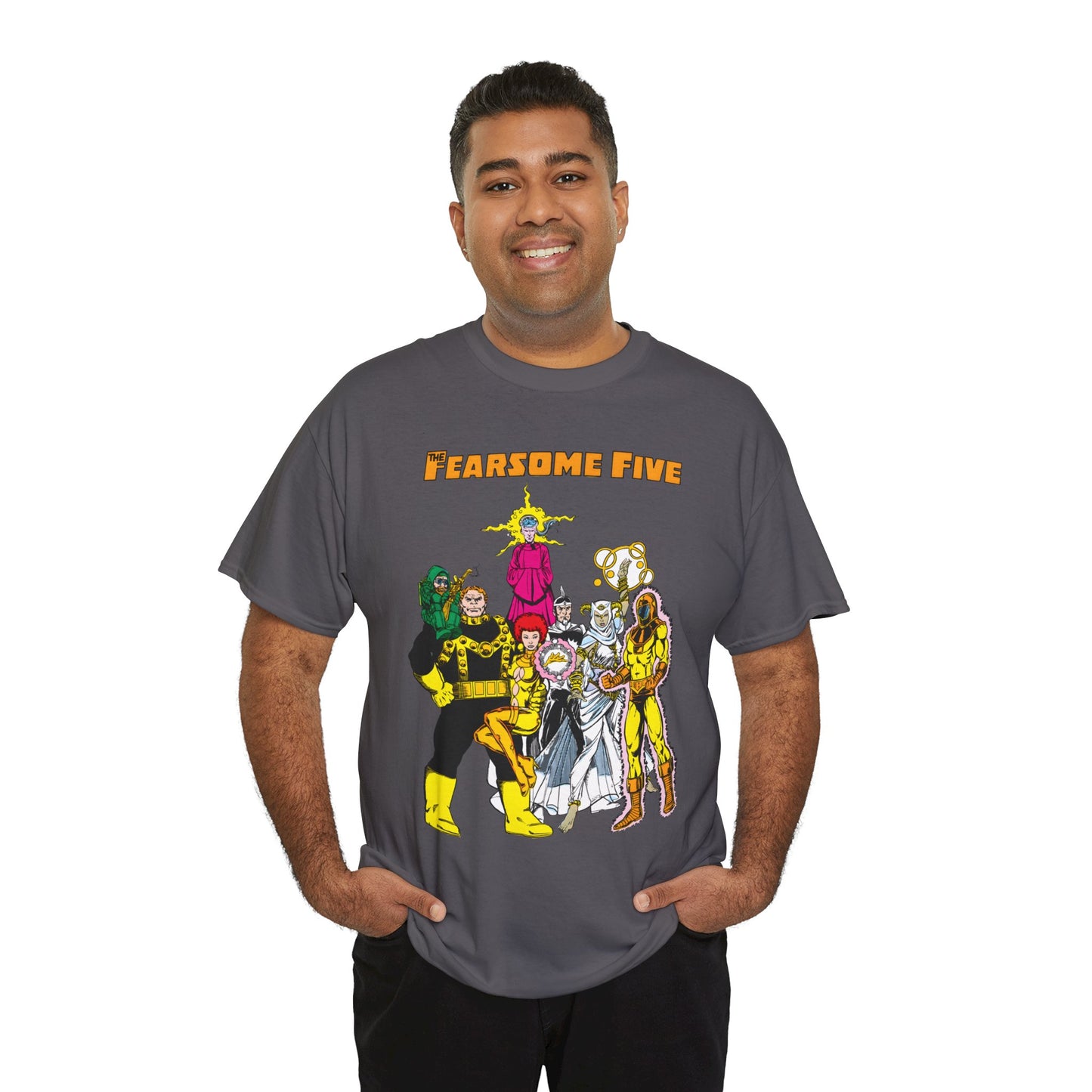 Fearsome Five T-Shirt - George Perez Art - Dr Light, Shimmer, Mammoth, Gizmo, Psimon, Jinx, Neutron - Who's Who Art - DC Comics