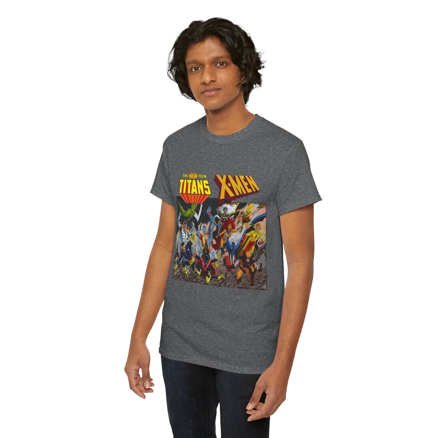Uncanny X-Men Vs New Teen Titans T-Shirt - Amazing John Byrne Art - DC Comics, Marvel Comics Crossover - Wolverine, Starfire, Cyclops, Storm, Raven, Wonder Girl