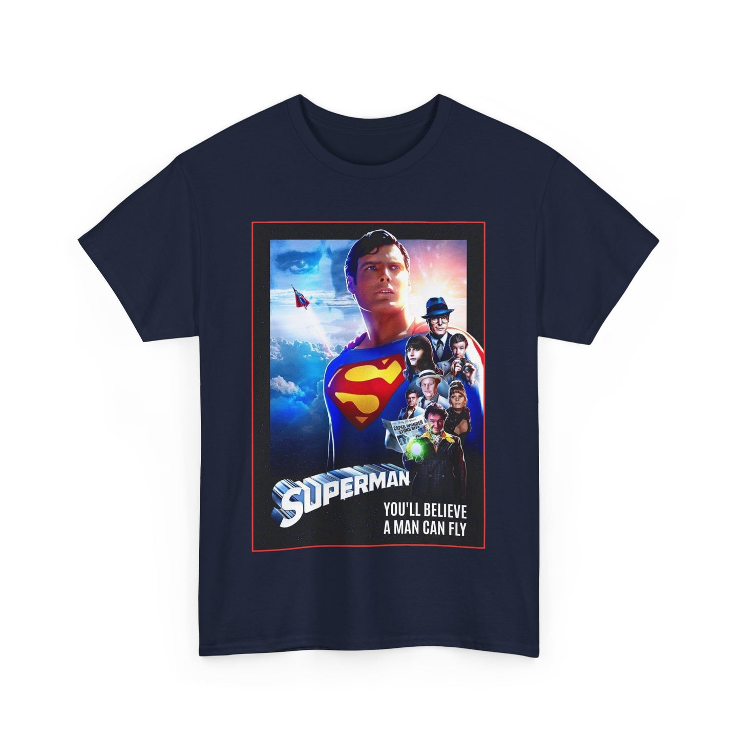Superman The Movie T-Shirt - Christopher Reeve, Gene Hackman, Margot Kidder - Beloved 1970s Warner Brothers Movie - Krypton, Smallville, Metropolis - DC Comics