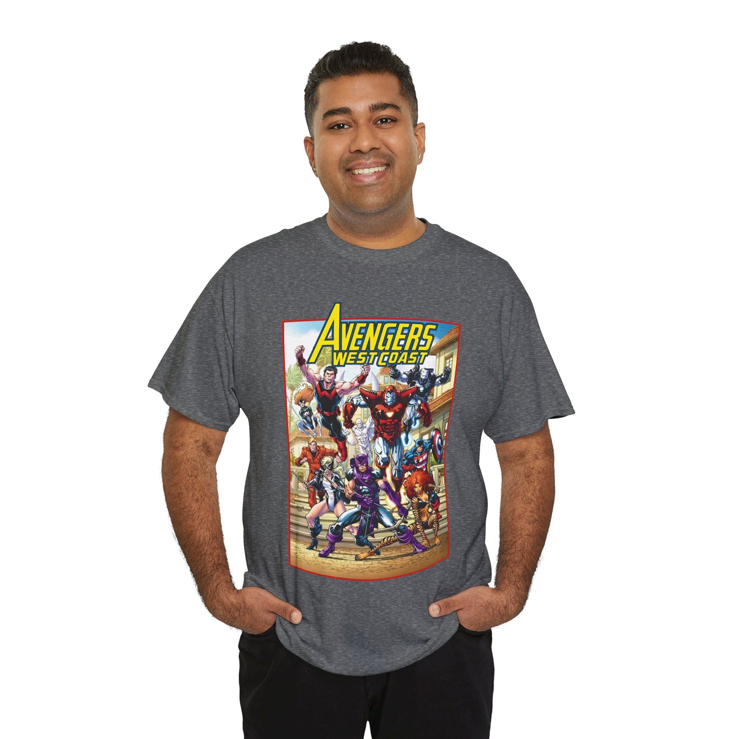 West Coast Avengers T-Shirt - Todd Nauck Art - Hawkeye, Iron Man, Wonder Man, Tigra, Vision - Marvel Comics