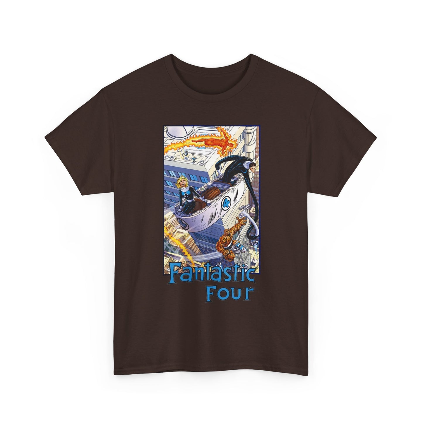 Fantastic Four T-Shirt - John Byrne Art - Invisible Woman, Thing, Human Torch, Reed Richards - Fantasticar, Baxter Building - Marvel Comics