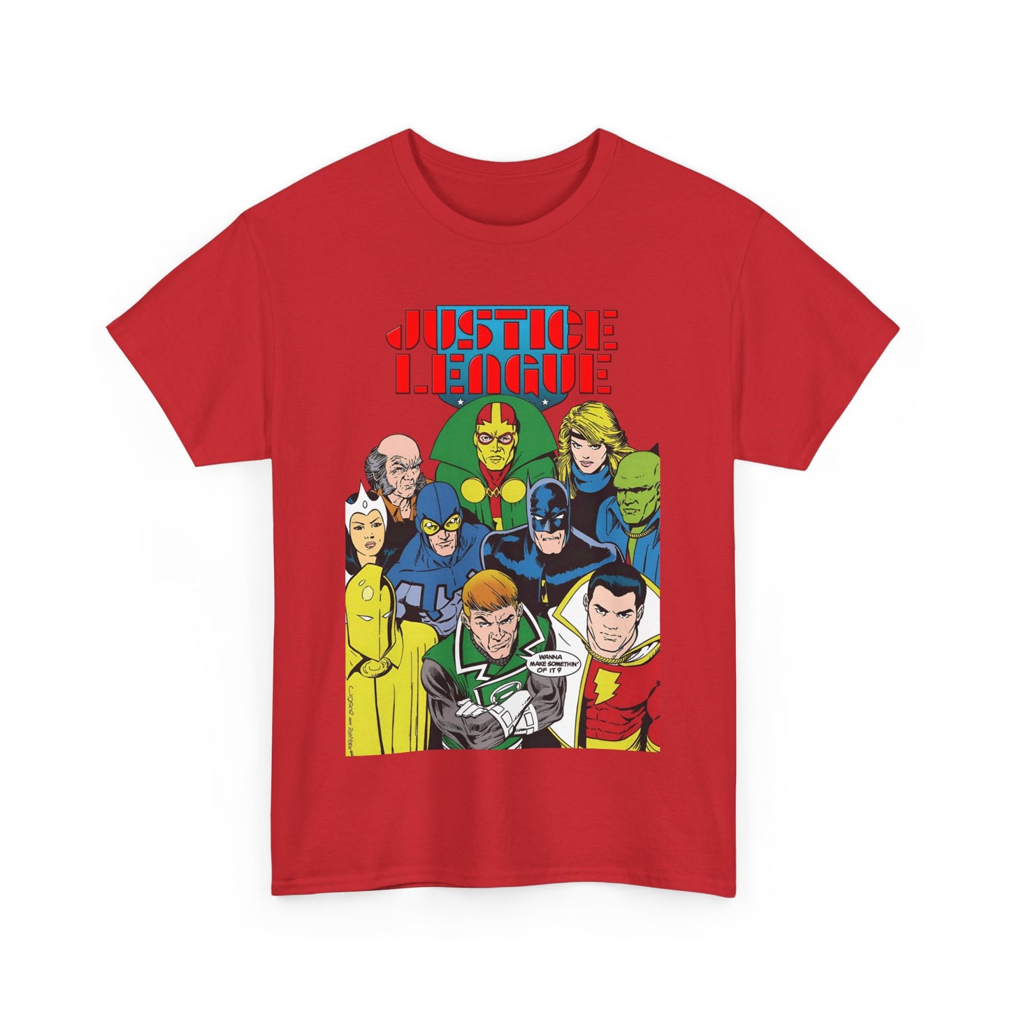 Justice League International T-Shirt - Kevin Maguire Art - JLI - DC Comics - Blue Beetle, Dr Fate, Batman, Mr Miracle, Martian Manhunter - Guy Gardner