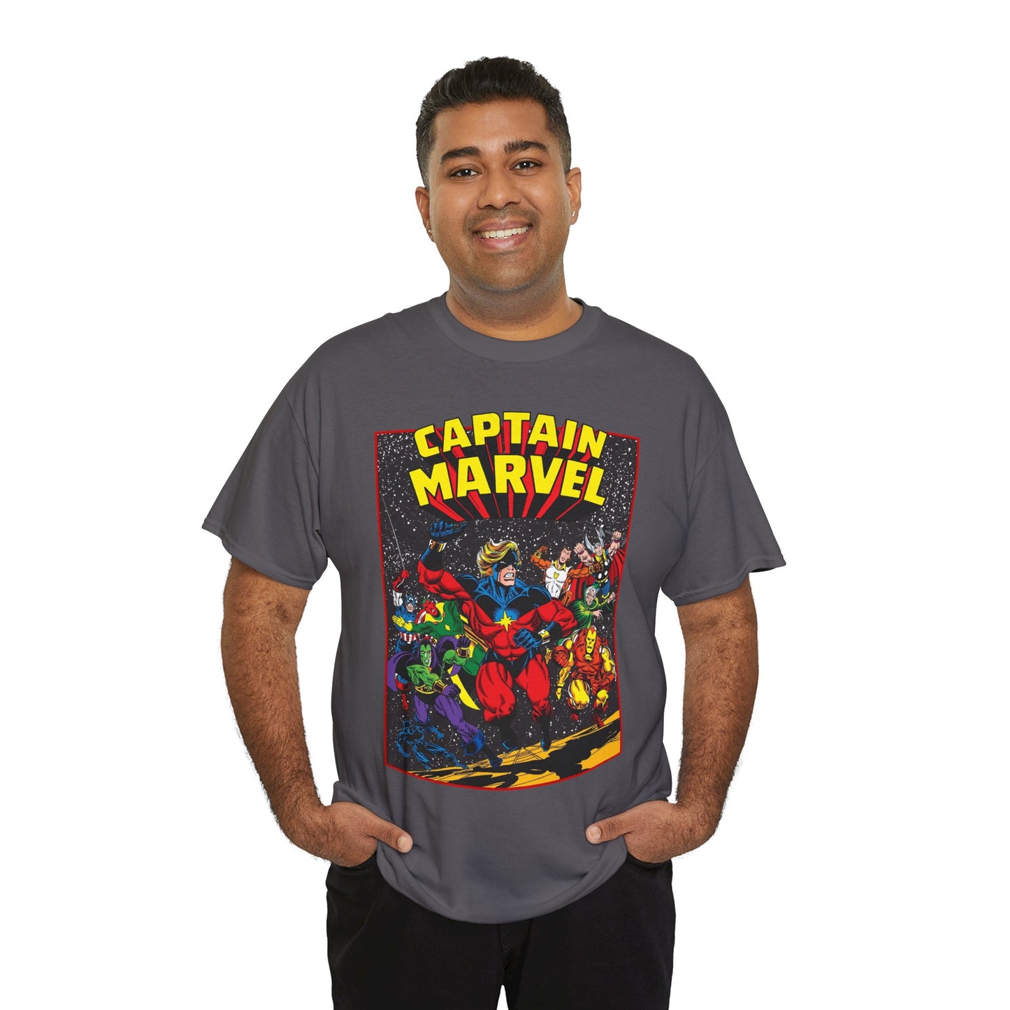 Captain Marvel T-Shirt - Marvel Comics - Jim Starlin Art - Mar-Vell - Kree - Cosmic Hero