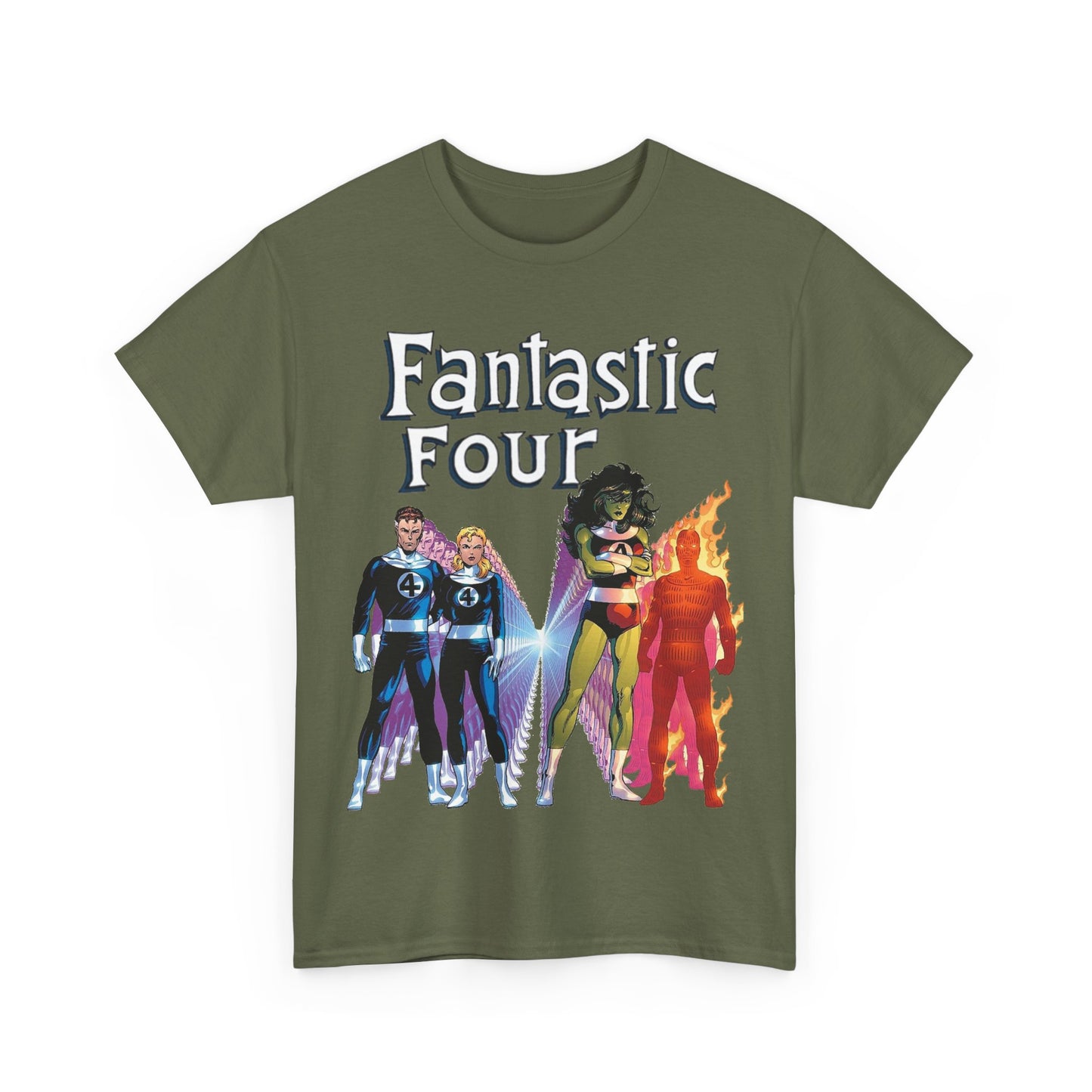 Fantastic Four T-Shirt - John Byrne Art - She-Hulk, Reed Richards, Human Torch, Invisible Woman - Marvel Comics