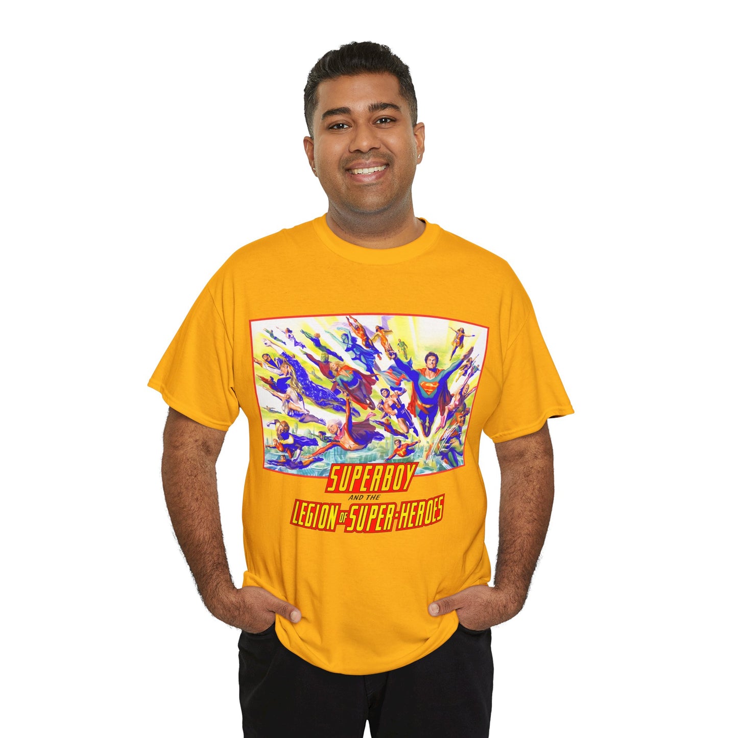 Superboy & Legion of Super-Heroes T-Shirt - Alex Ross Art - Saturn Girl, Brainiac 5, Lightning Lad, Shadow Lass, Dawnstar, Karate Kid - DC Comics