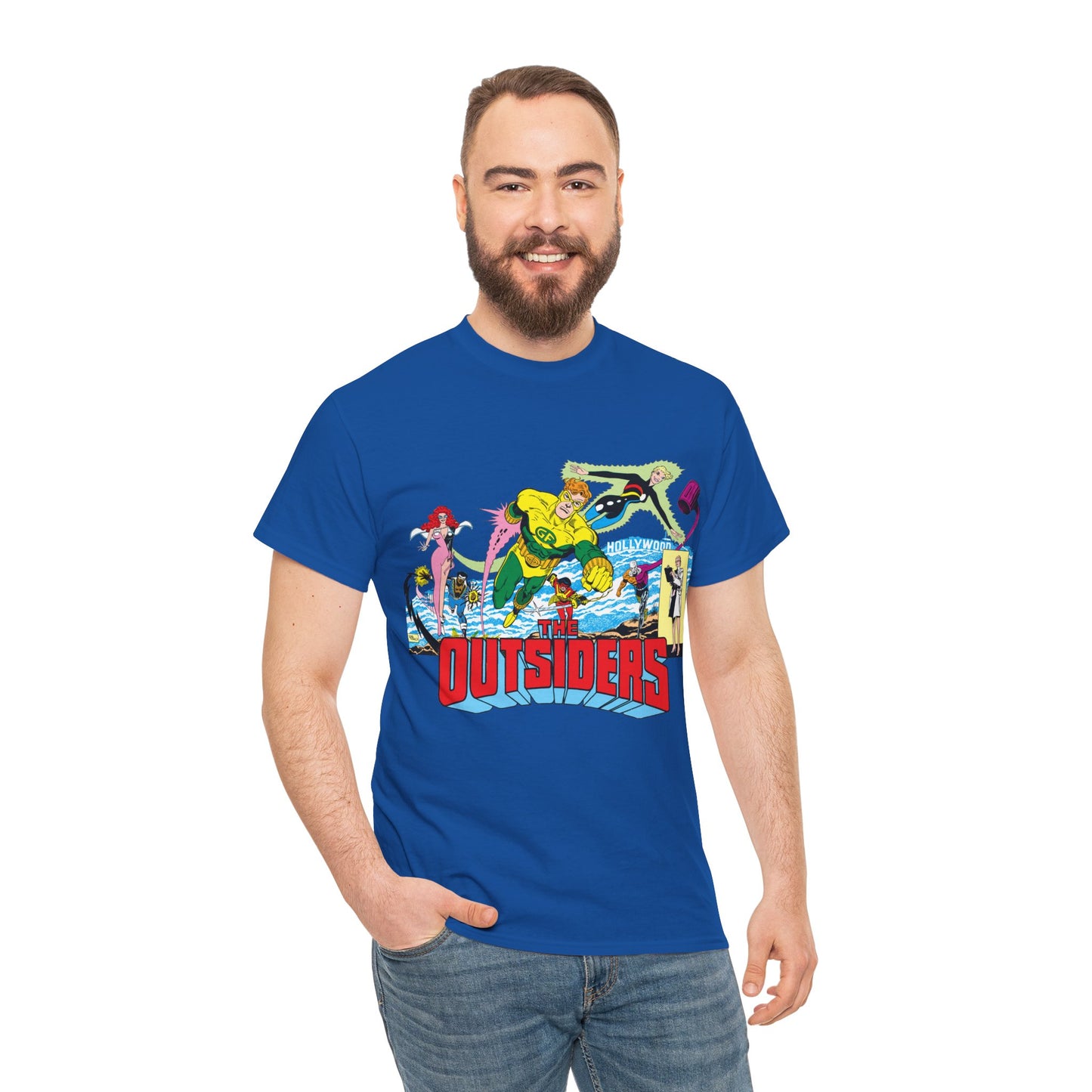 Outsiders T-Shirt - Amazing Jim Aparo Art - Black Lightning, Geo-Force, Katana, Metamorpho, Looker, Halo - DC Comics