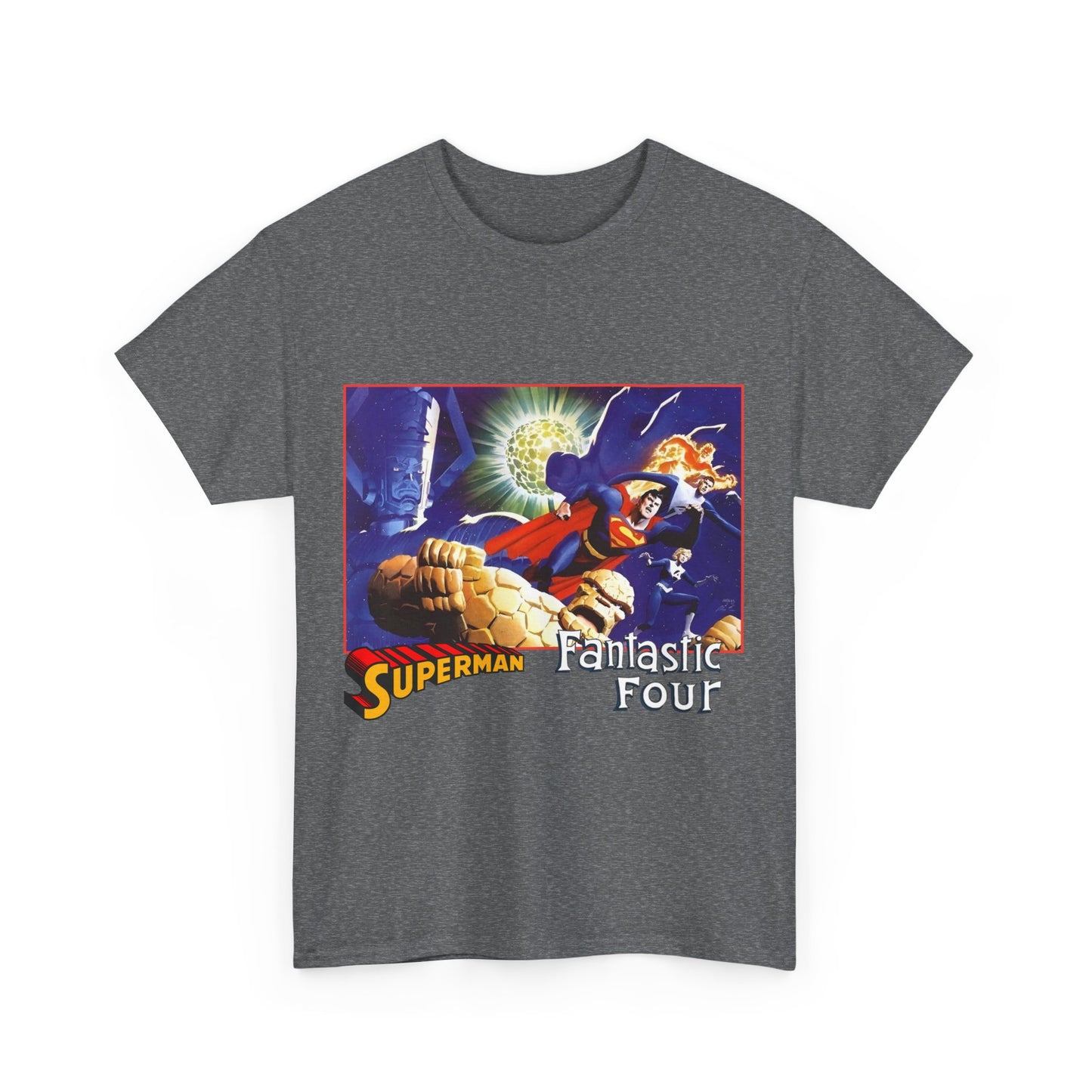Superman & Fantastic Four T-Shirt - Marvel, DC Comics - Alex Ross, Dan Jurgens - 1990s Crossover Vs Galactus