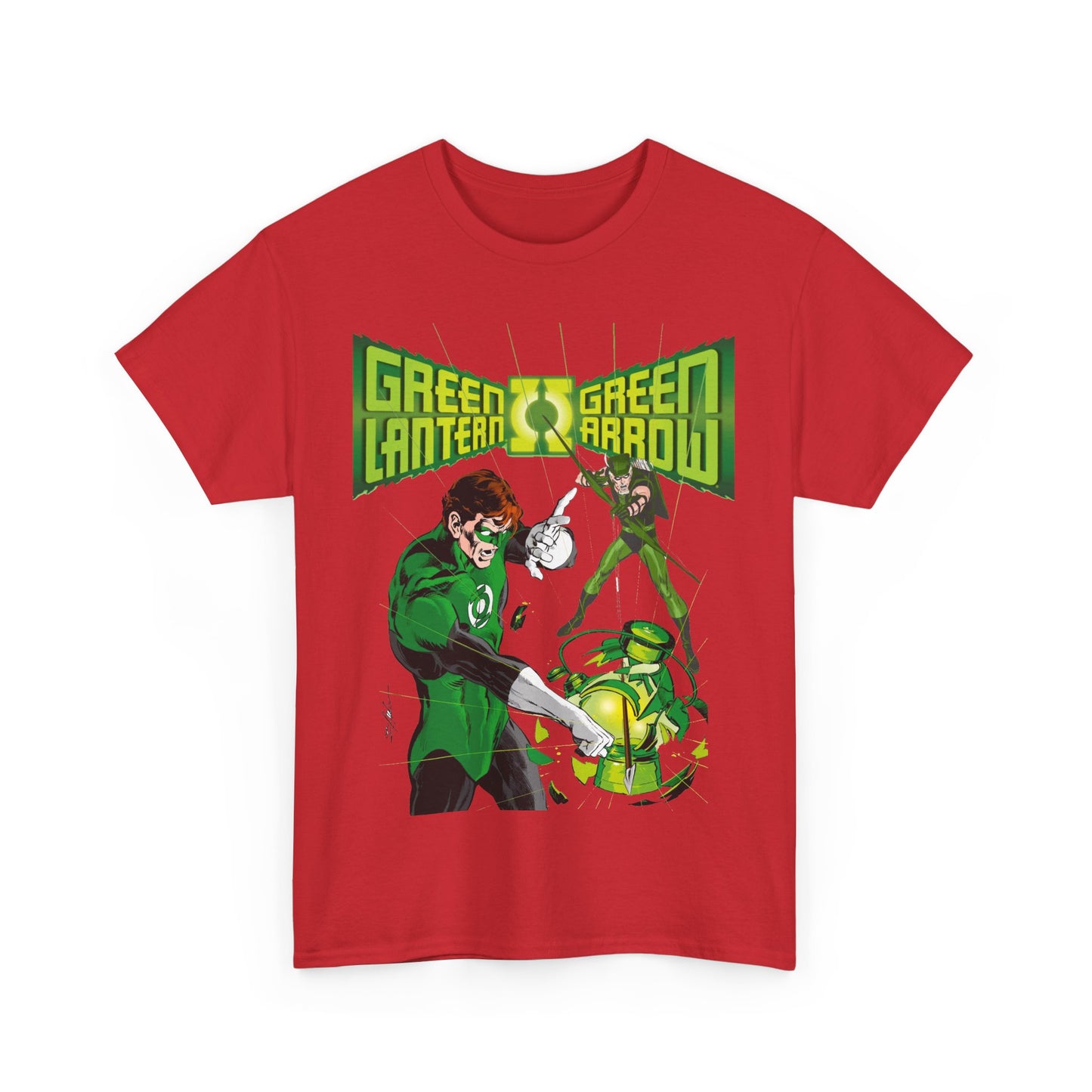 Green Lantern & Green Arrow T-Shirt - Neal Adams Art - Hal Jordan & Oliver Queen - Justice League Members - 1970s DC Comics