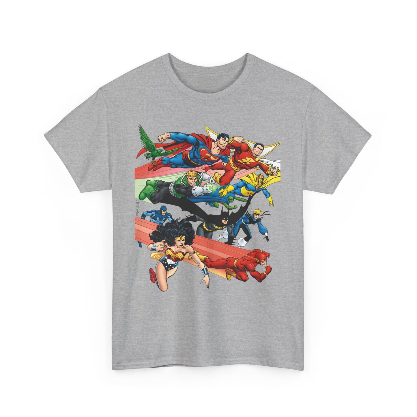 DC Legends T-Shirt - John Byrne Art - Superman, Dr Fate, Blue Beetle, Wonder Woman, Black Canary, Guy Gardner - DC Comics
