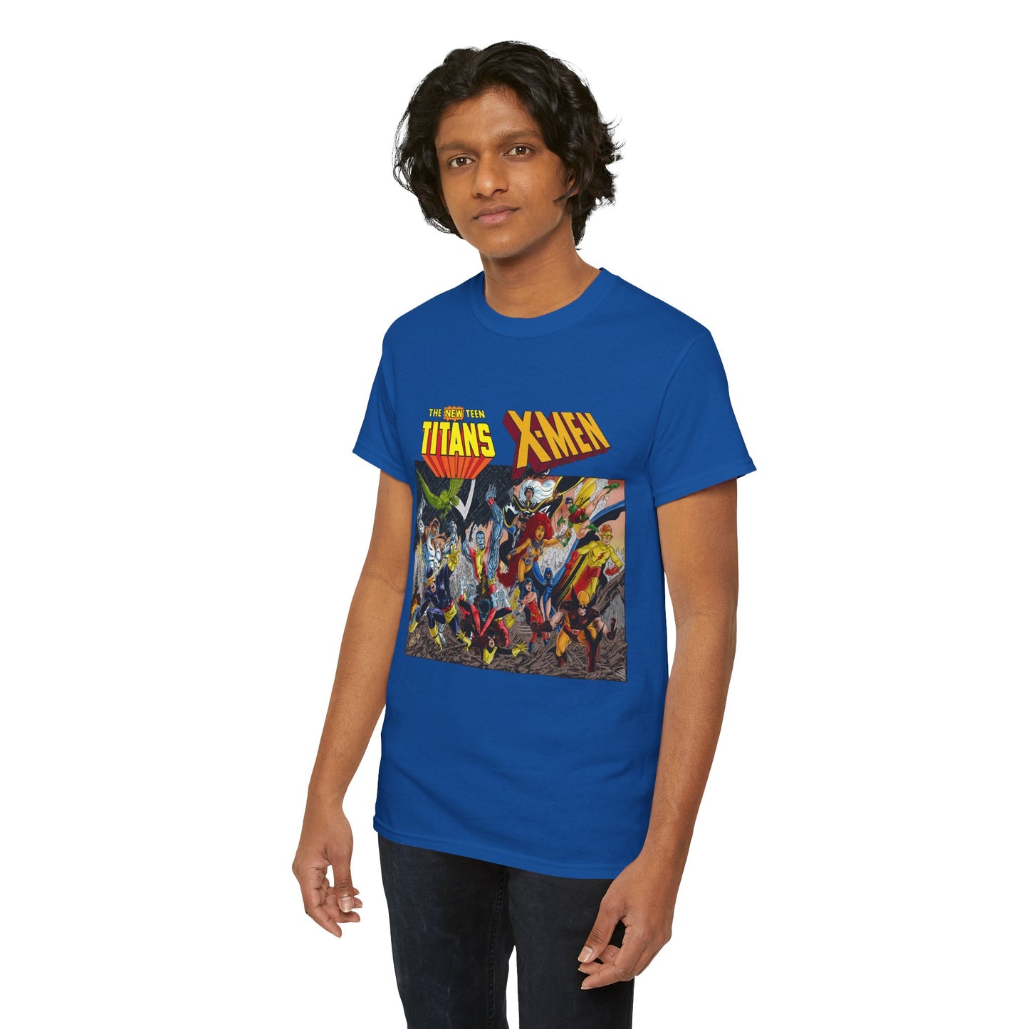 Uncanny X-Men Vs New Teen Titans T-Shirt - Amazing John Byrne Art - DC Comics, Marvel Comics Crossover - Wolverine, Starfire, Cyclops, Storm, Raven, Wonder Girl