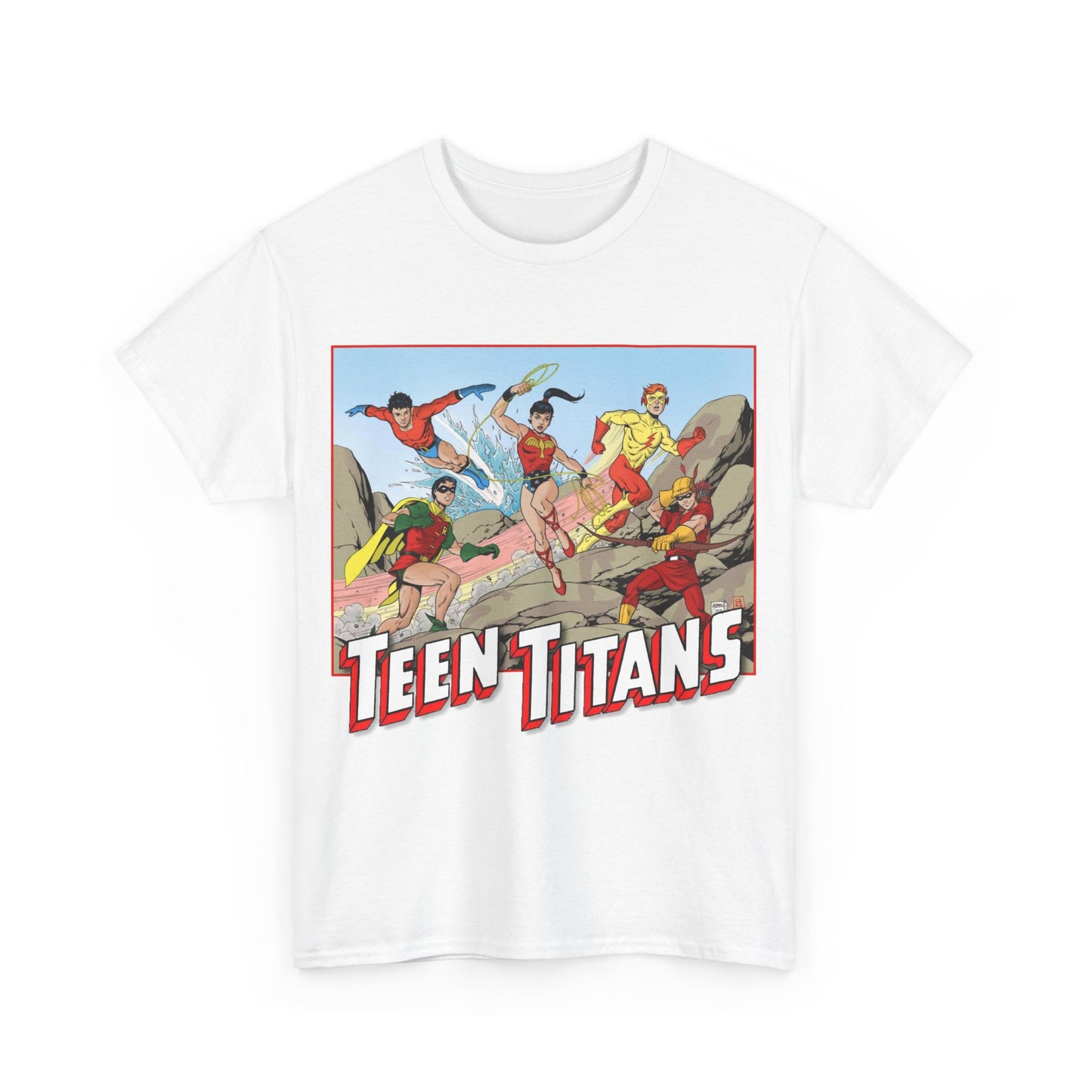 Teen Titans T-Shirt - Tom Grummett Art - Robin, Wonder Girl, Kid Flash, Speedy, Aqualad - DC Comics