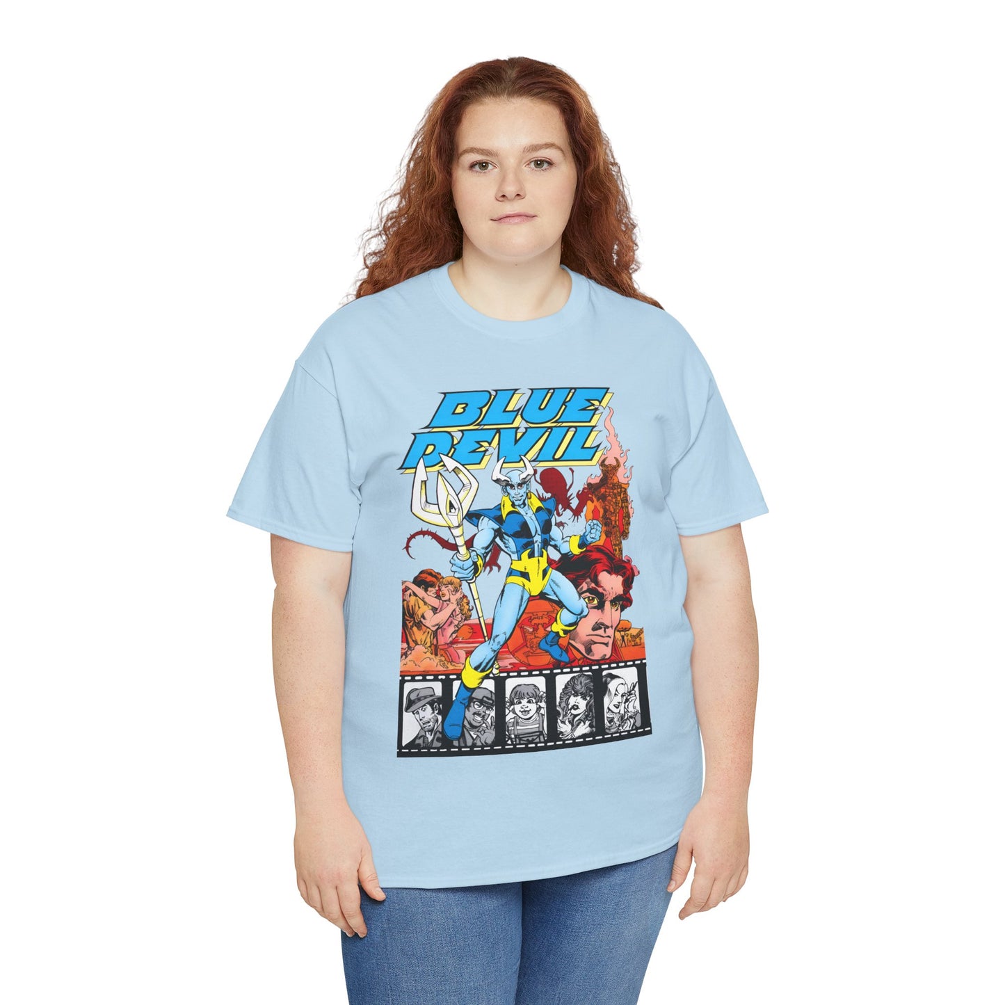 Blue Devil T-Shirt - Dan Mishkin, Gary Cohn, & Paris Cullins - Dan Cassidy, Hollywood Stuntman - 1980s DC Comics Series
