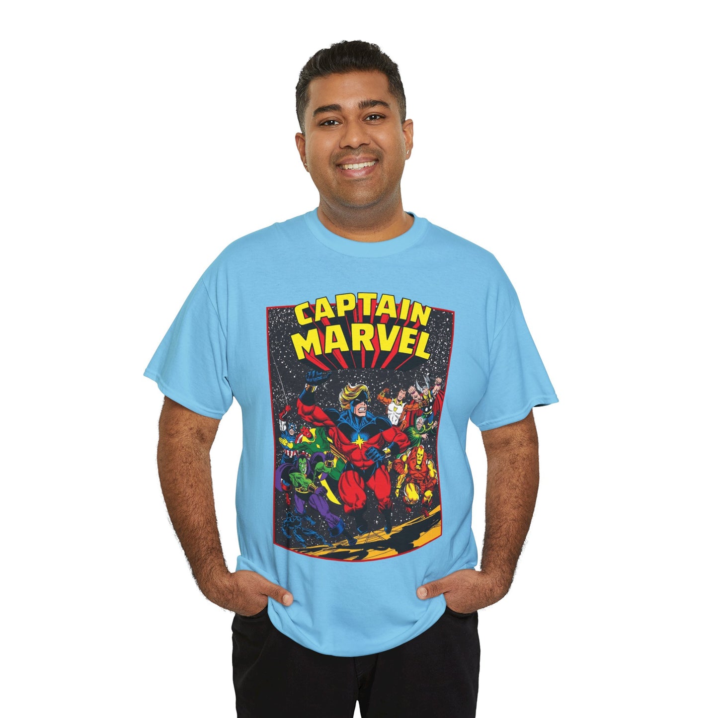 Captain Marvel T-Shirt - Marvel Comics - Jim Starlin Art - Mar-Vell - Kree - Cosmic Hero
