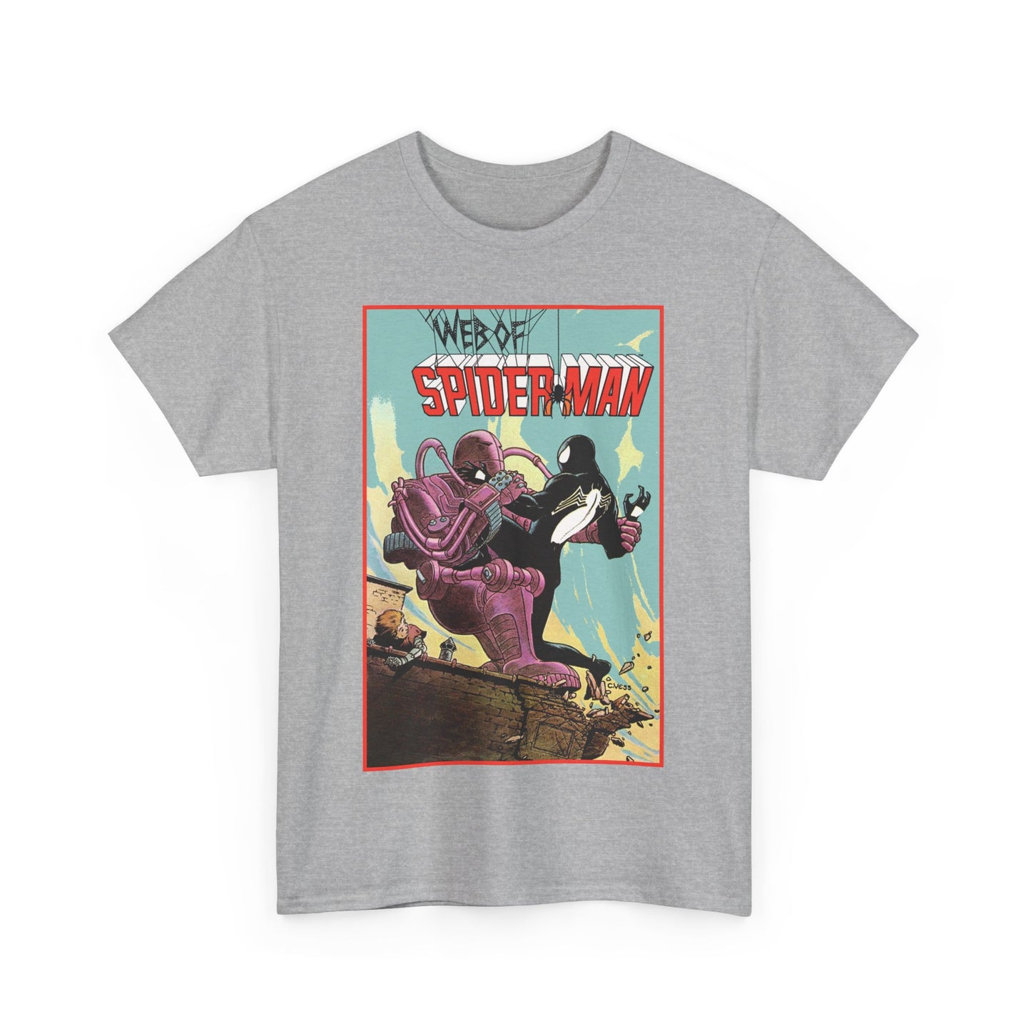 Web of Spider-Man T-Shirt - Charles Vess Art - Peter Parker, Black Symbiote Suit - Webslinger