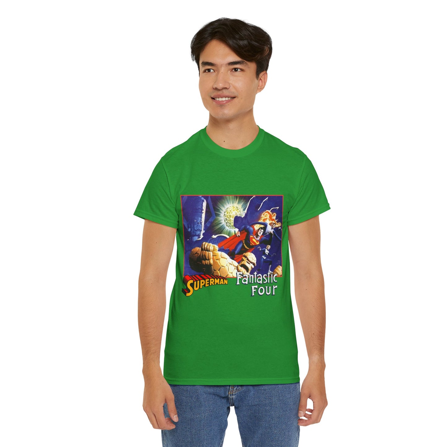 Superman & Fantastic Four T-Shirt - Marvel, DC Comics - Alex Ross, Dan Jurgens - 1990s Crossover Vs Galactus