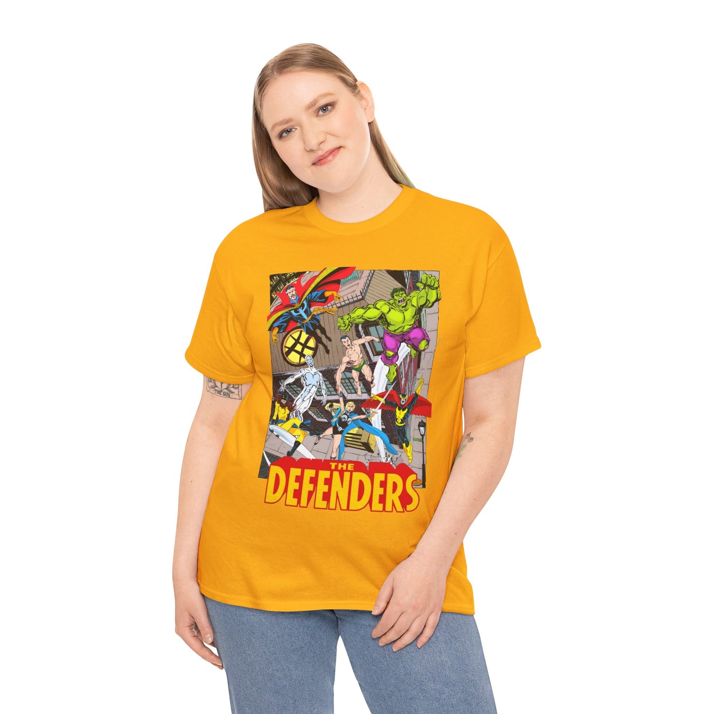 Defenders T-Shirt - John Byrne Art - Marvel Comics - Dr Strange, Nighthawk, Hulk